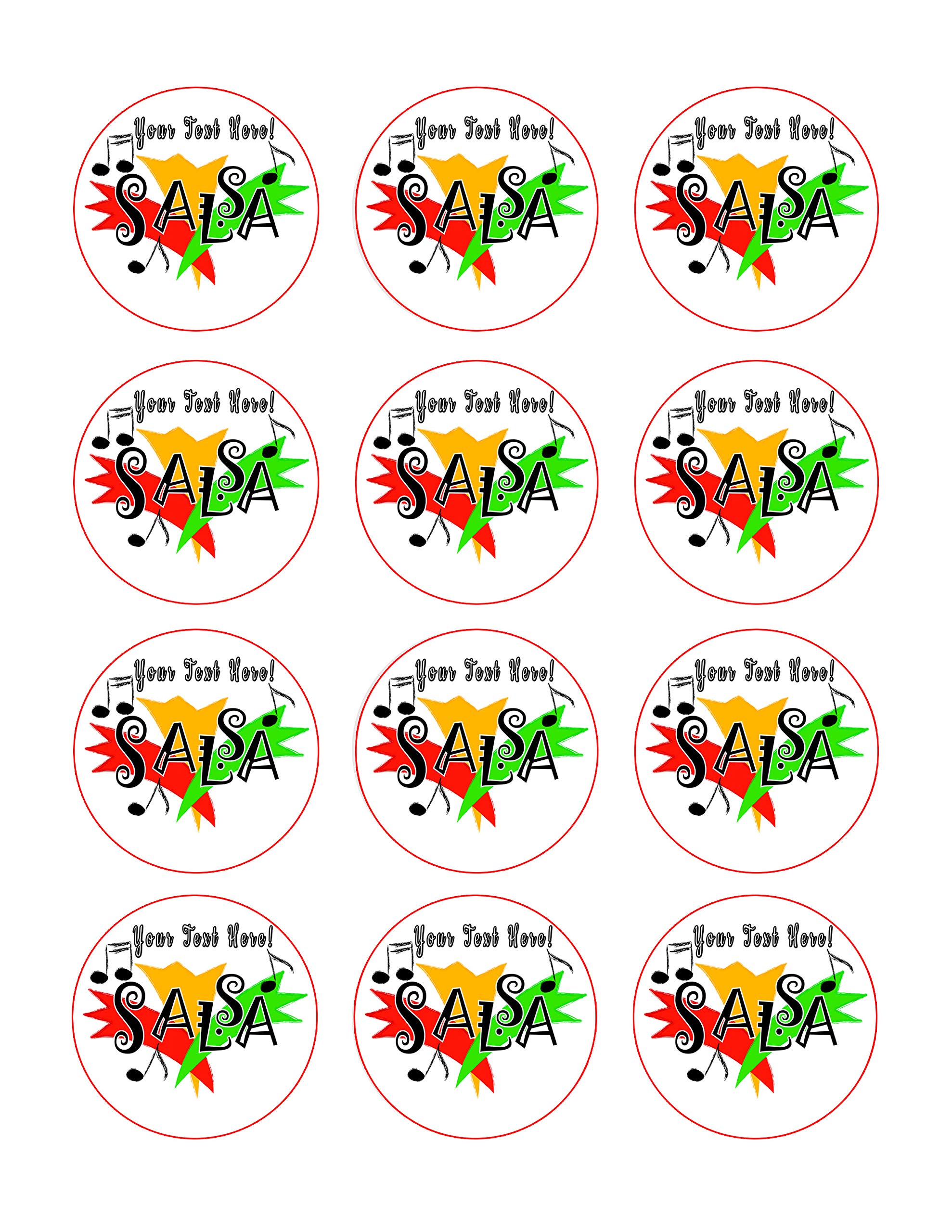 Edible Salsa Cupcake Toppers - 2 Inch Decorations (12 Pieces/Sheet) - Perfect for Birthday Parties, Baby Showers & Mexican Themed Events