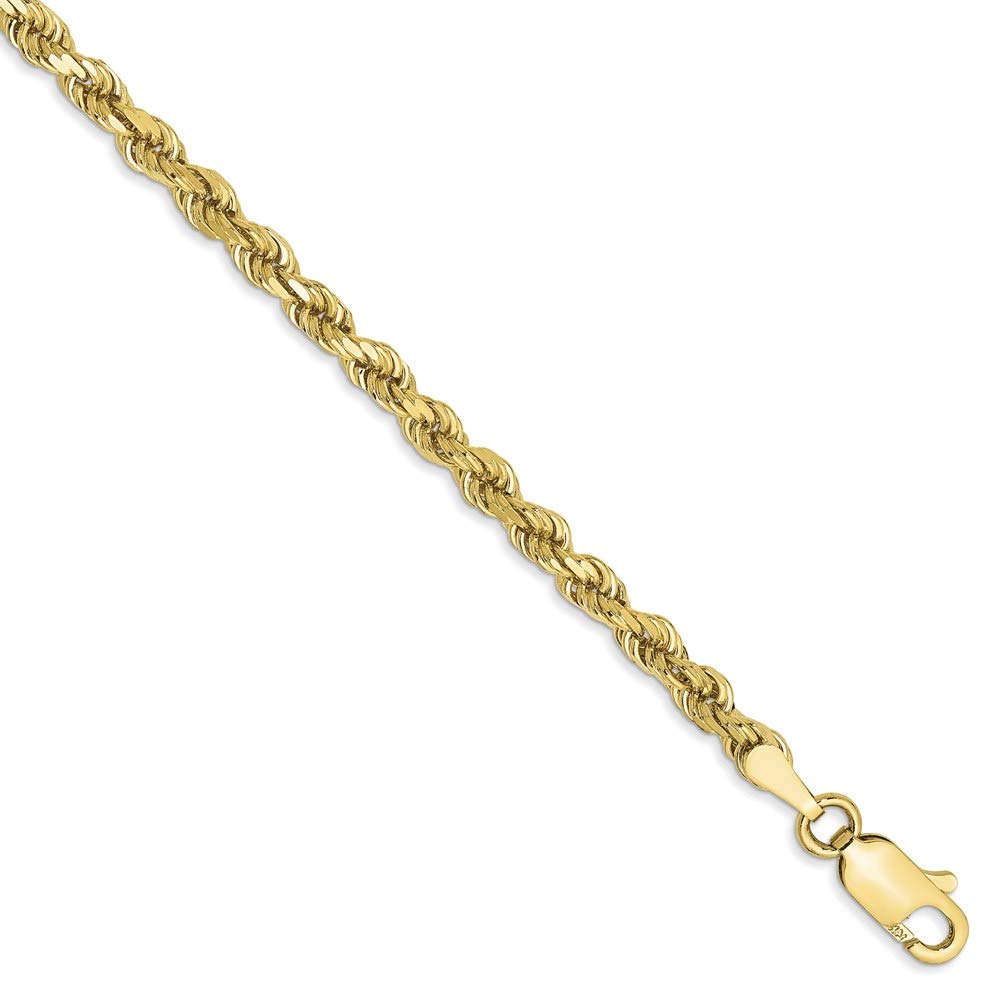 10K Yellow Gold 3.2mm Diamond-Cut Rope Anklet Chain 9