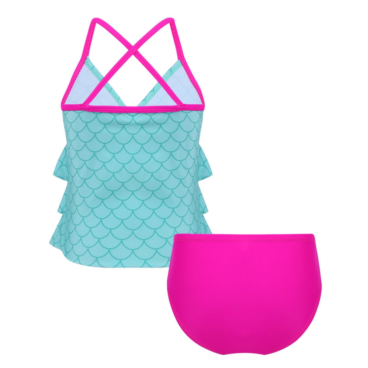 Girls' Two Piece Swimwear Set - Starfish Scale Print Tankini Top & Bottoms for Beach, Pool & Summer Vacations | Cute Kids Bathing Suit for Girls Ages 4-12
