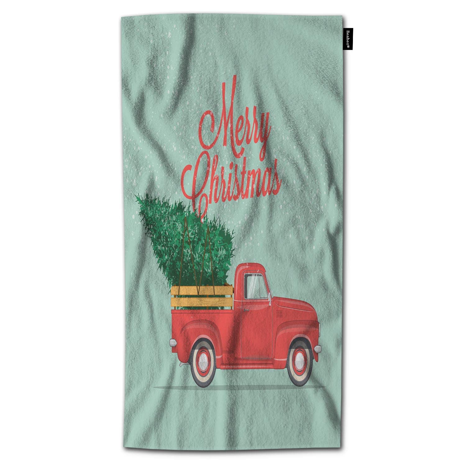 Beabes Retro Christmas Pickup Truck with Tree Bath Towel 32