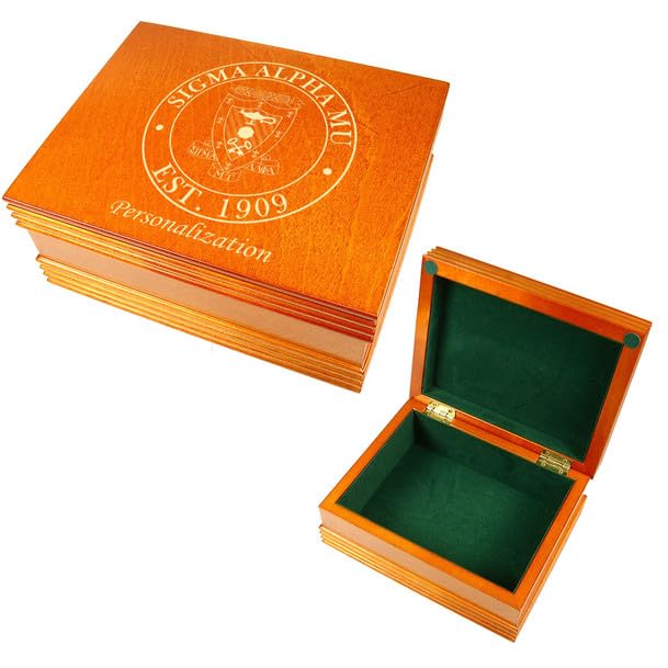 Sigma Alpha Mu Greekgear Keepsake Box - Personalized Fraternity Memorabilia Storage for Jewelry, Photos & Keepsakes - Perfect for Graduation Gifts & College Dorm Decor