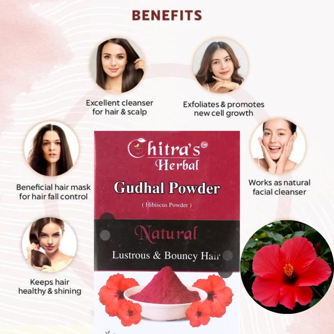 Chitra's Herbal Hair Care - Bhringraj & Hibiscus Powder Combo for Hair Growth & Nourishment (2-Pack) | Natural Ayurvedic Treatment for Dry, Damaged Hair & Scalp Health | Perfect for DIY Hair Masks & Herbal Hair Care Routines