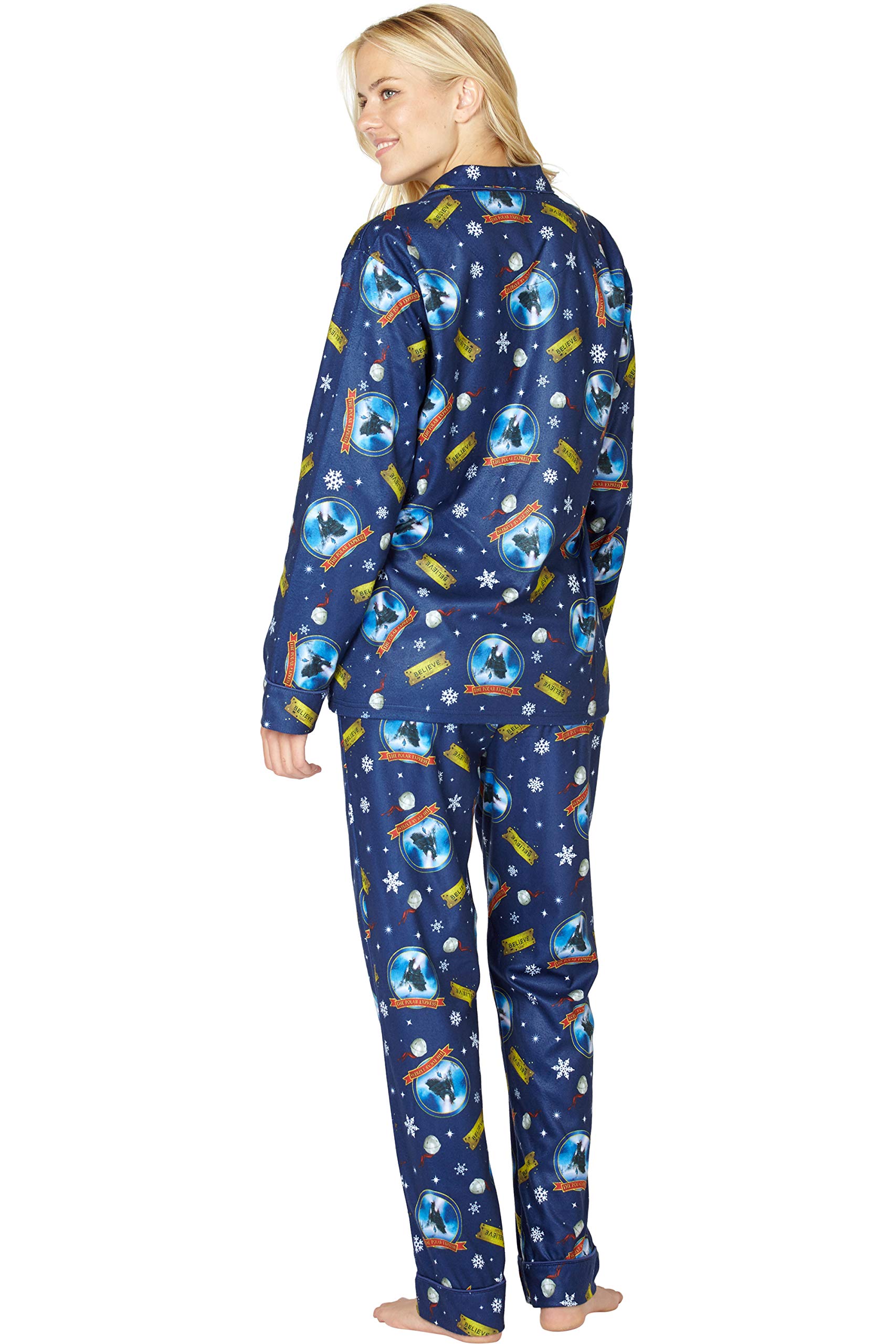 Polar Express The Adult Believe Button-Front Coat Shirt and Pants Pajama Set - Cozy Christmas Pajamas for Holiday Movie Nights & Family Gatherings