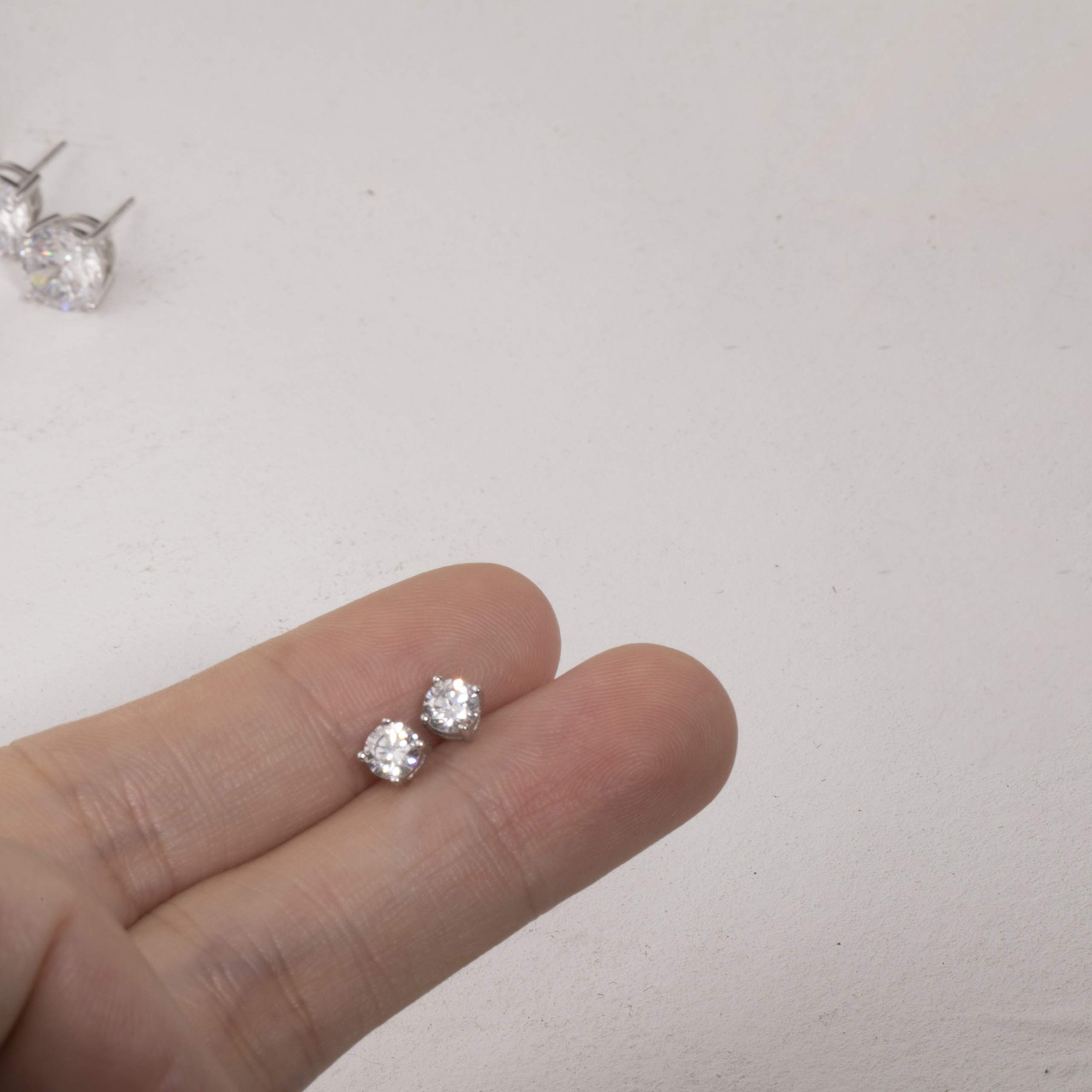 S.Leaf Cubic Zirconia Stud Earrings for Women - Hypoallergenic Sterling Silver Flat Back Earrings with Diamond-Like Sparkle | Perfect for Everyday Wear, Work, Parties & Special Occasions