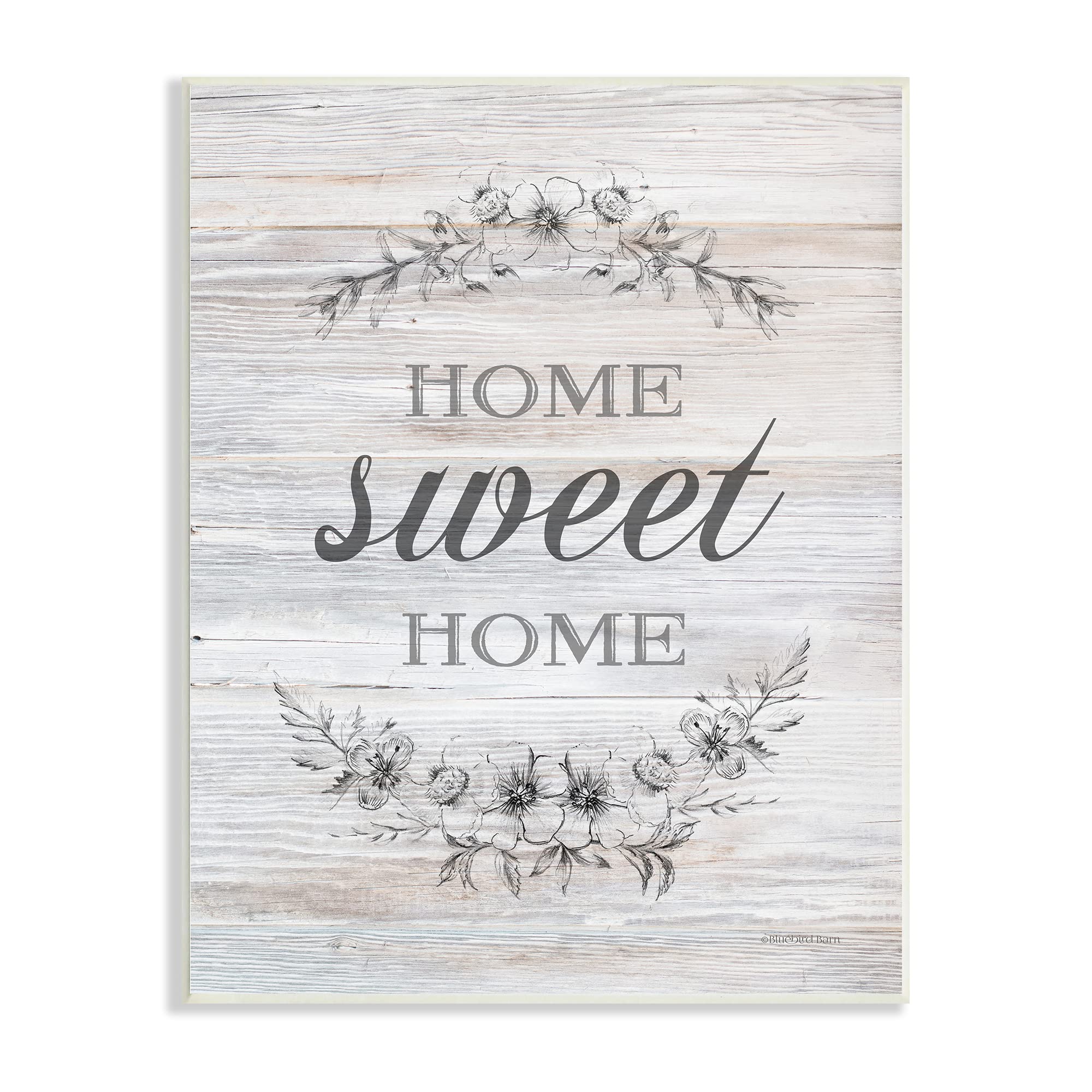 Stupell Industries Rustic Floral Stencil Ornament - Home Sweet Home Wall Decor by Bluebird Barn | Perfect for Farmhouse, Cottage & Country Style Living Rooms, Bedrooms & Entryways