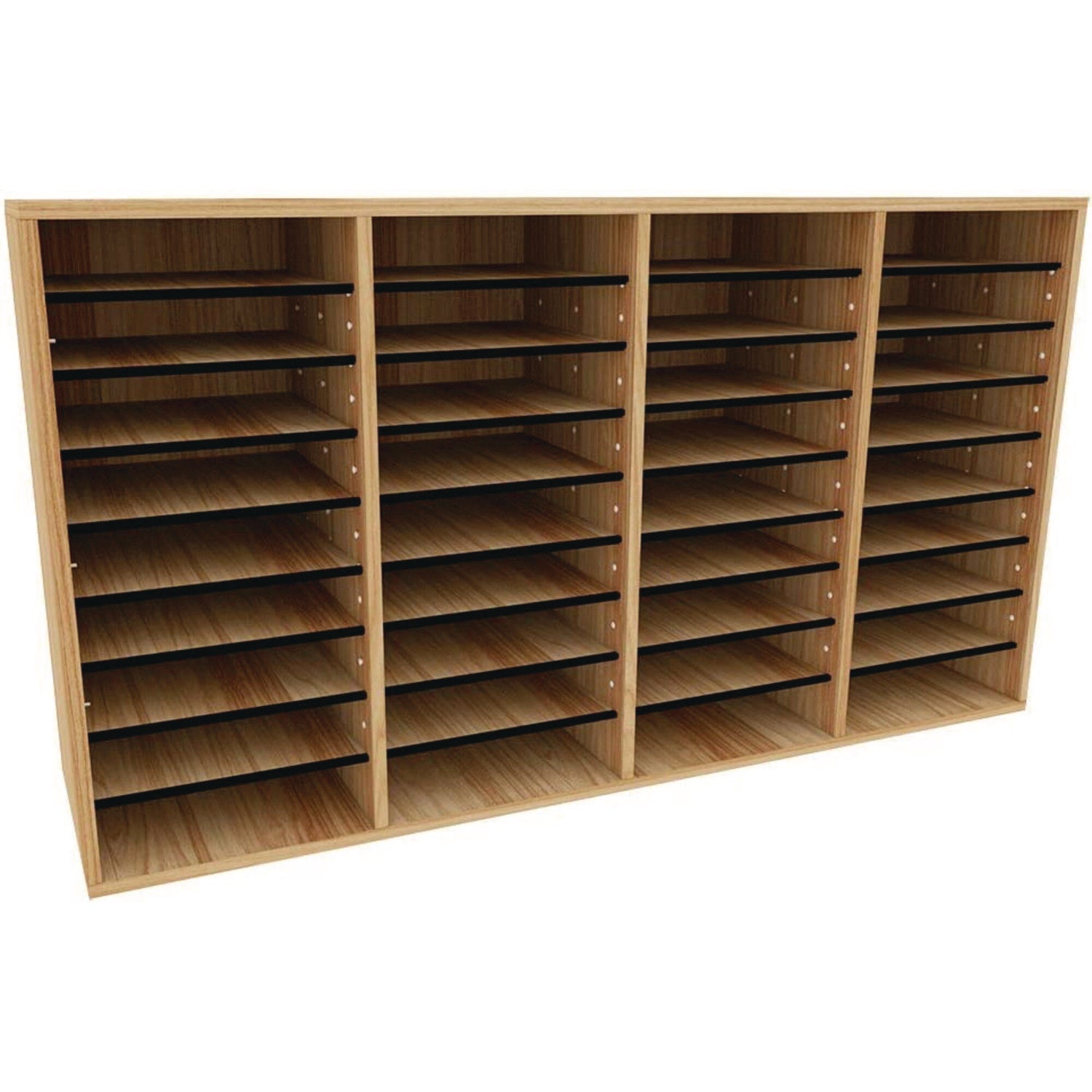 AdirOffice Wooden Adjustable 36-Compartment Letter Size Literature Organizer - Medium Oak (39.3