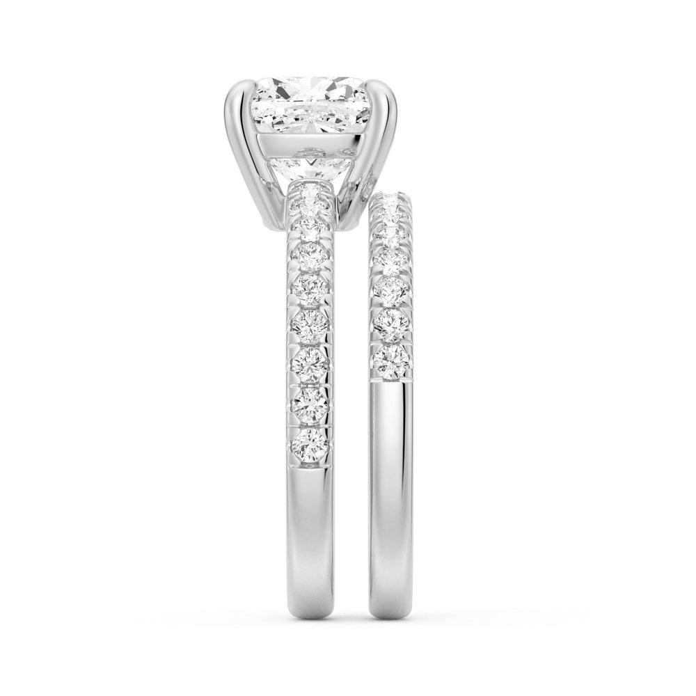 Pavé Band Cushion Cut Moissanite Engagement Ring for Women - Sparkling Wedding & Proposal Jewelry Gift for Her