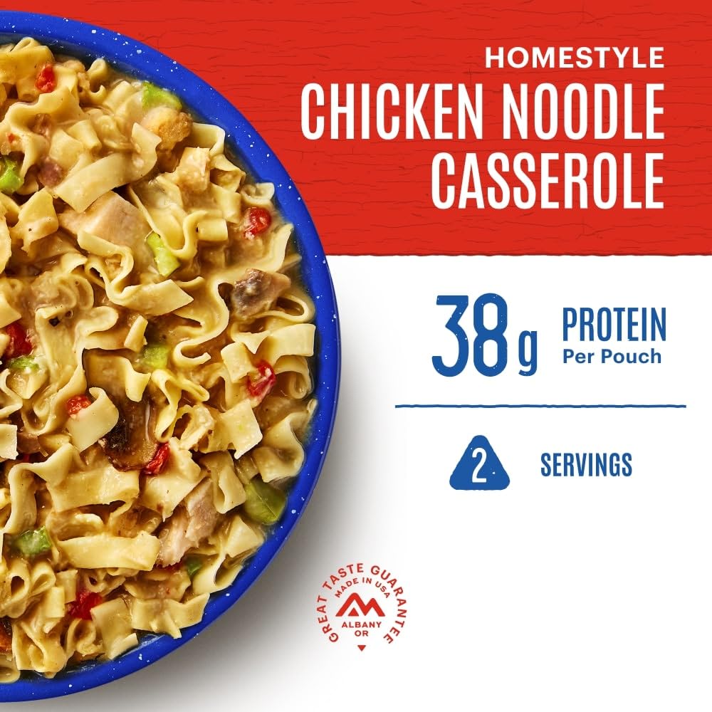 Mountain House Homestyle Chicken Noodle Casserole Freeze Dried Meal - 6 Pack | Lightweight Camping & Backpacking Food | Emergency Preparedness & Outdoor Adventure Supplies | Perfect for Hiking, Travel & Survival Kits