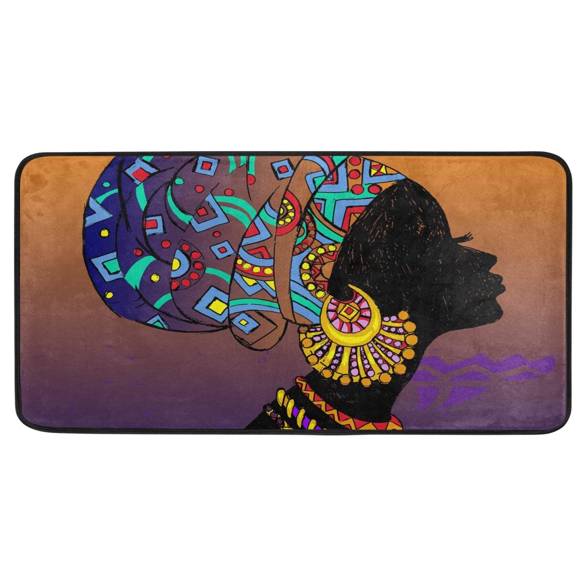 Non-Slip African Print Kitchen Floor Mat - 39x20 Inch Modern Indoor/Outdoor Waterproof Rug for Living Room, Bathroom, Entryway - Anti-Fatigue Home Decor Mat for High Traffic Areas