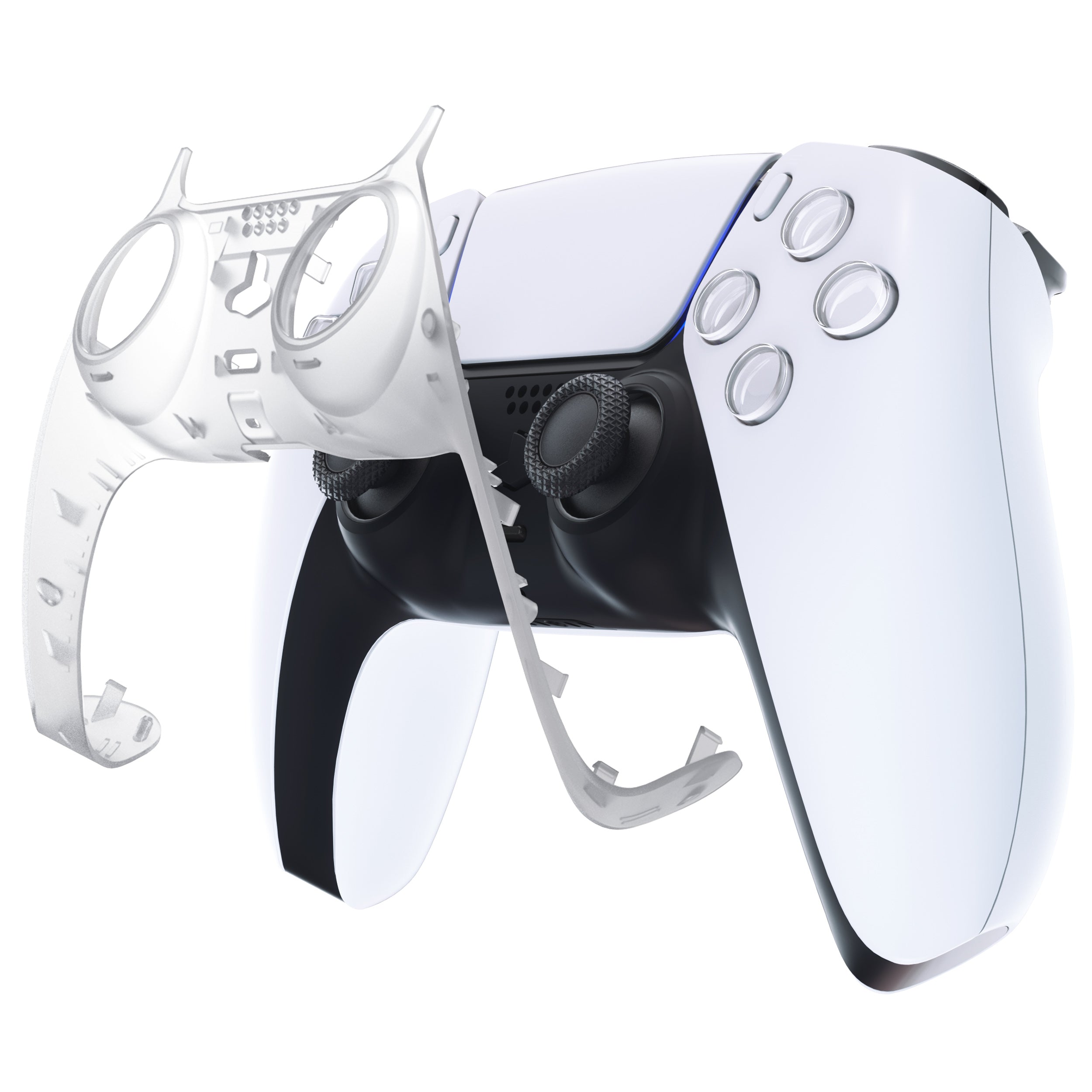 eXtremeRate Clear DIY Replacement Shell & Custom Plates Cover Compatible with PS5 Controller - Includes Accent Rings (Model GPFM5001) for Gaming, Streaming & Customization