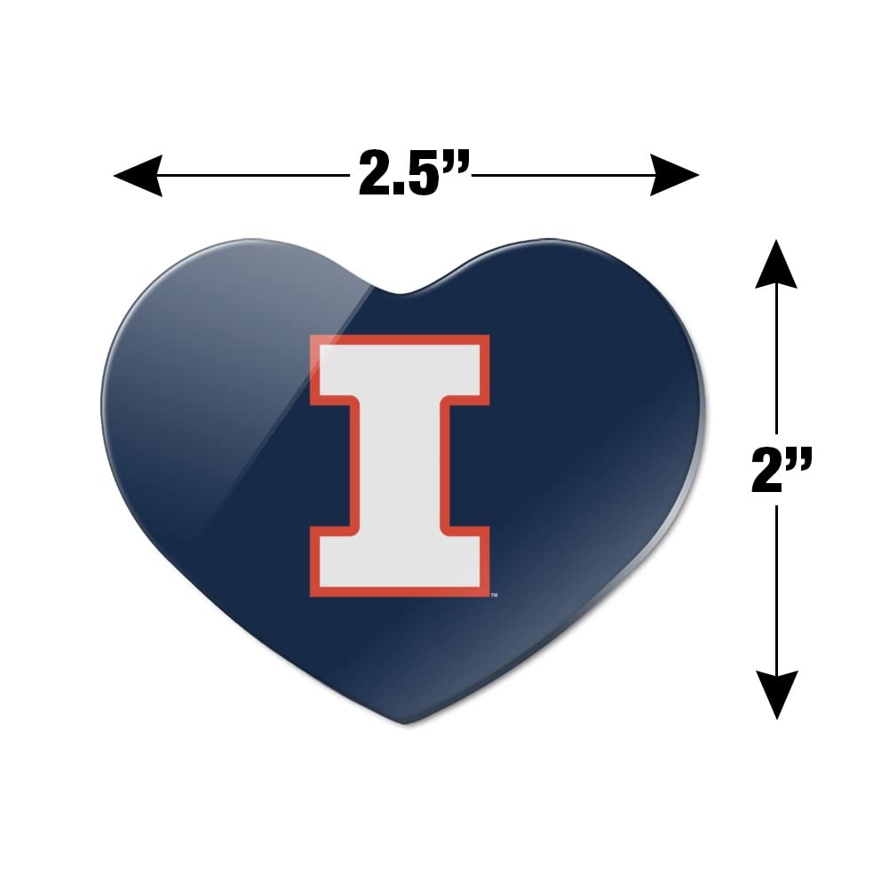 University of Illinois Fighting Illini Logo Heart-Shaped Acrylic Refrigerator Magnet - Perfect for Dorms, Offices & Game Day Decor