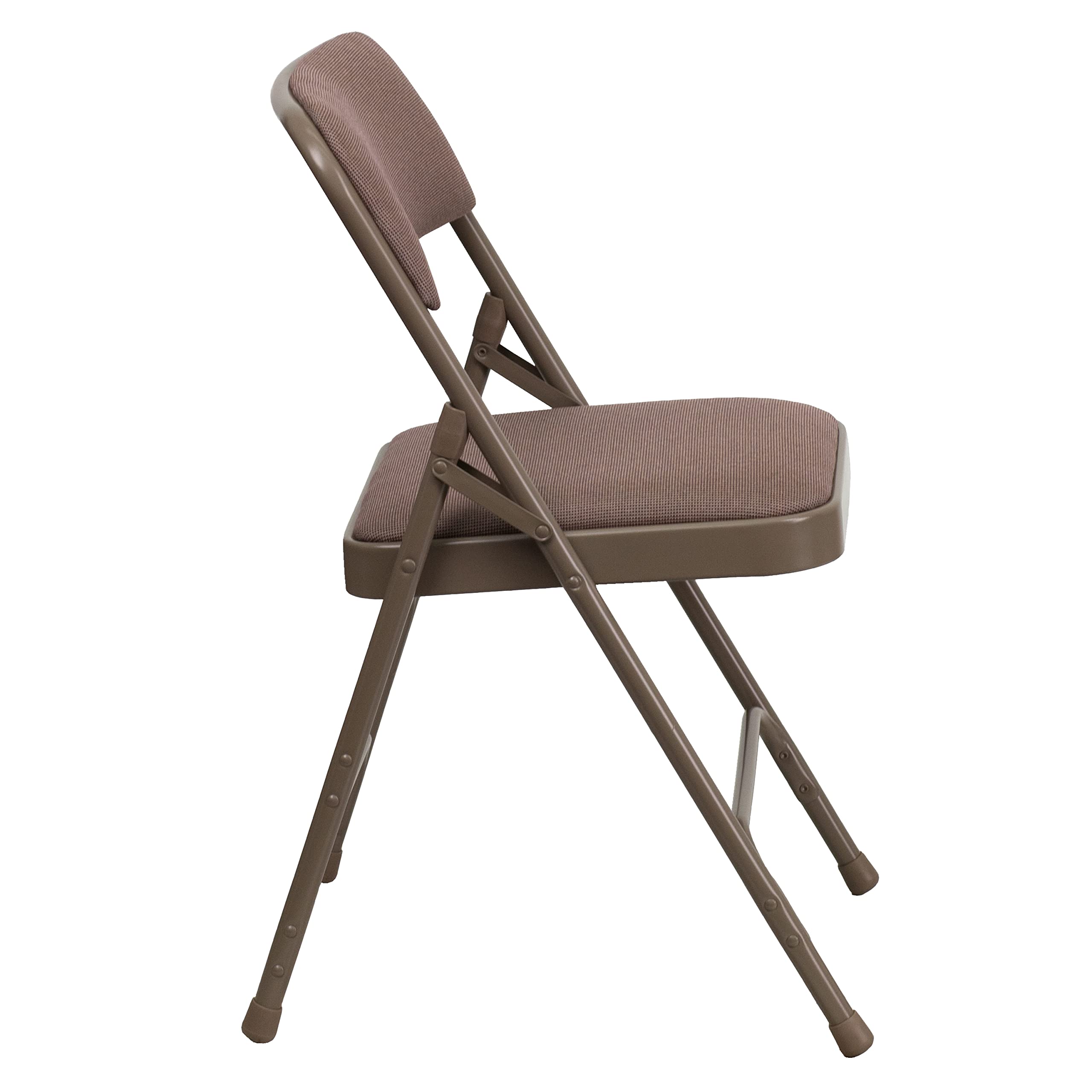 EMMA + OLIVER 2 Pack Beige Fabric Folding Chairs with Curved Triple-Braced Metal Frame - Perfect for Weddings, Parties, and Outdoor Events
