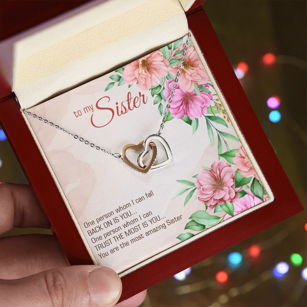Interlocking Hearts Necklace for Sister - Perfect Birthday & Christmas Gift for Women - Elegant Jewelry for Sister's Day, Anniversary or Special Occasions