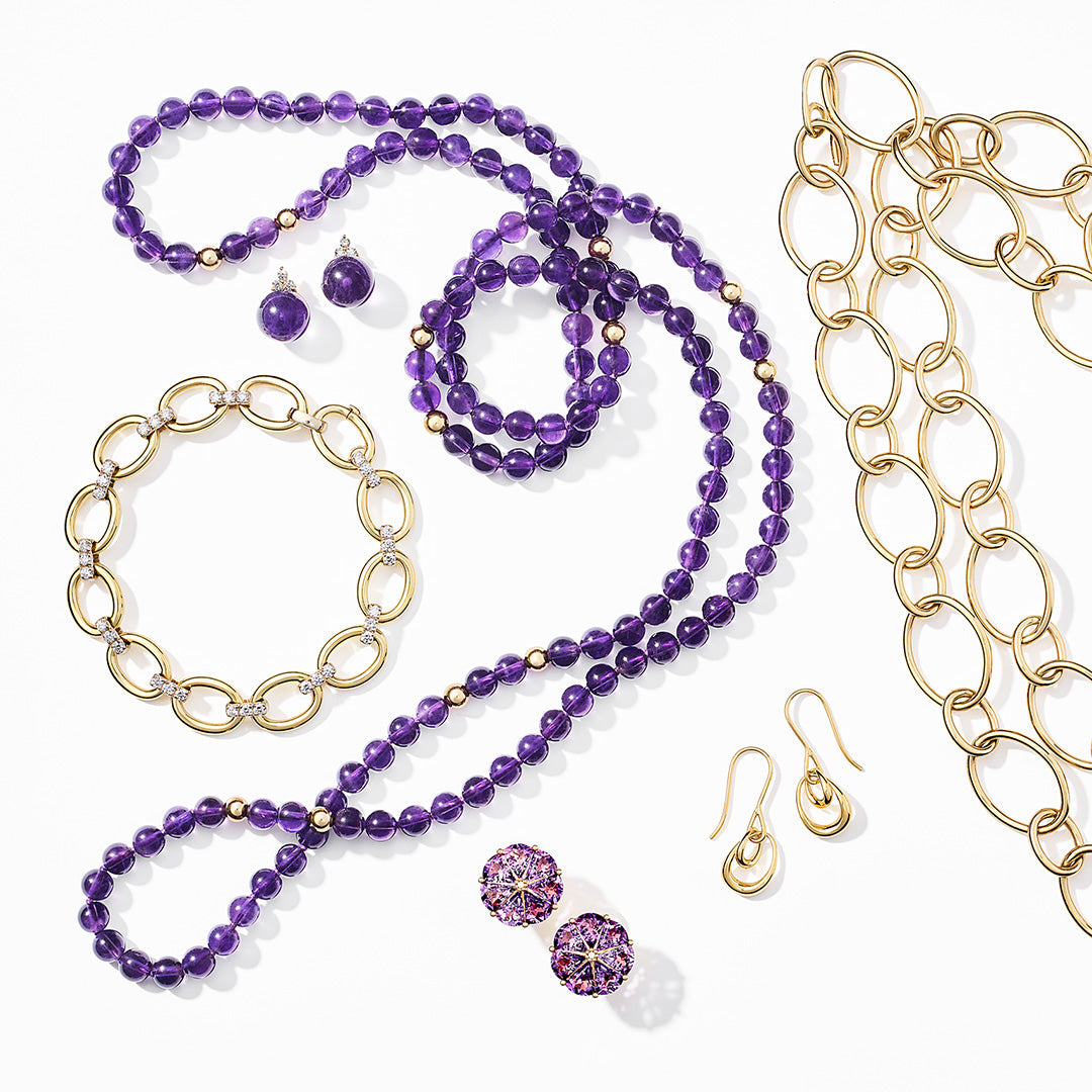Madison Earrings in Amethyst & Diamonds – Elegant Purple Gemstone Jewelry for Women | Perfect for Weddings, Parties & Special Occasions