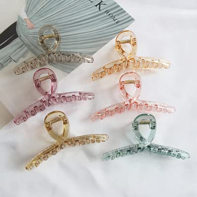 SONPAL 6 Pcs Large Pearl Hair Claw Clips - White Hair Clips for Thick Long Hair, Strong Hold Jaw Clips & Barrettes Hair Accessories for Women and Girls - Perfect for Updos, Ponytails and Everyday Hairstyles