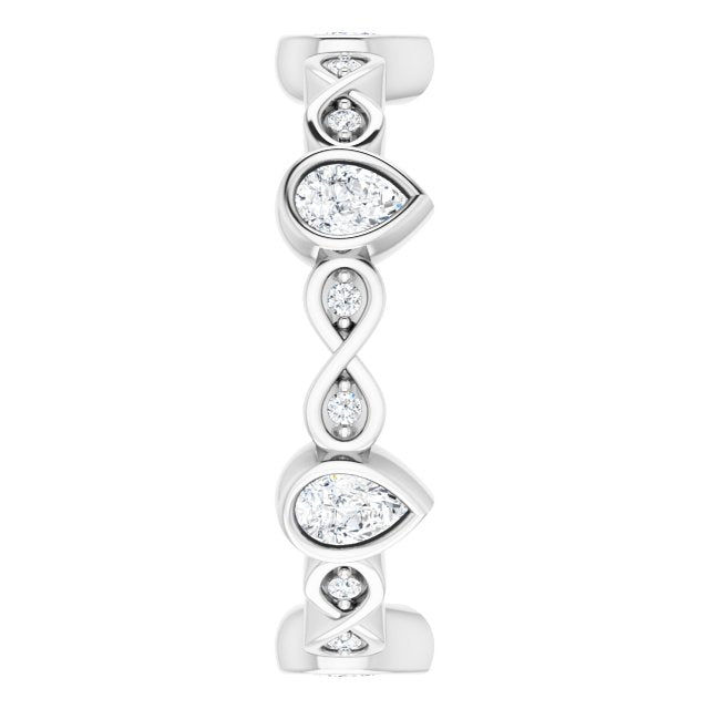 1.36 Carat Bezel Set Pear and Round Diamond Eternity Band Wedding Ring - Perfect for Bridal Jewelry, Anniversary Gifts & Special Occasions