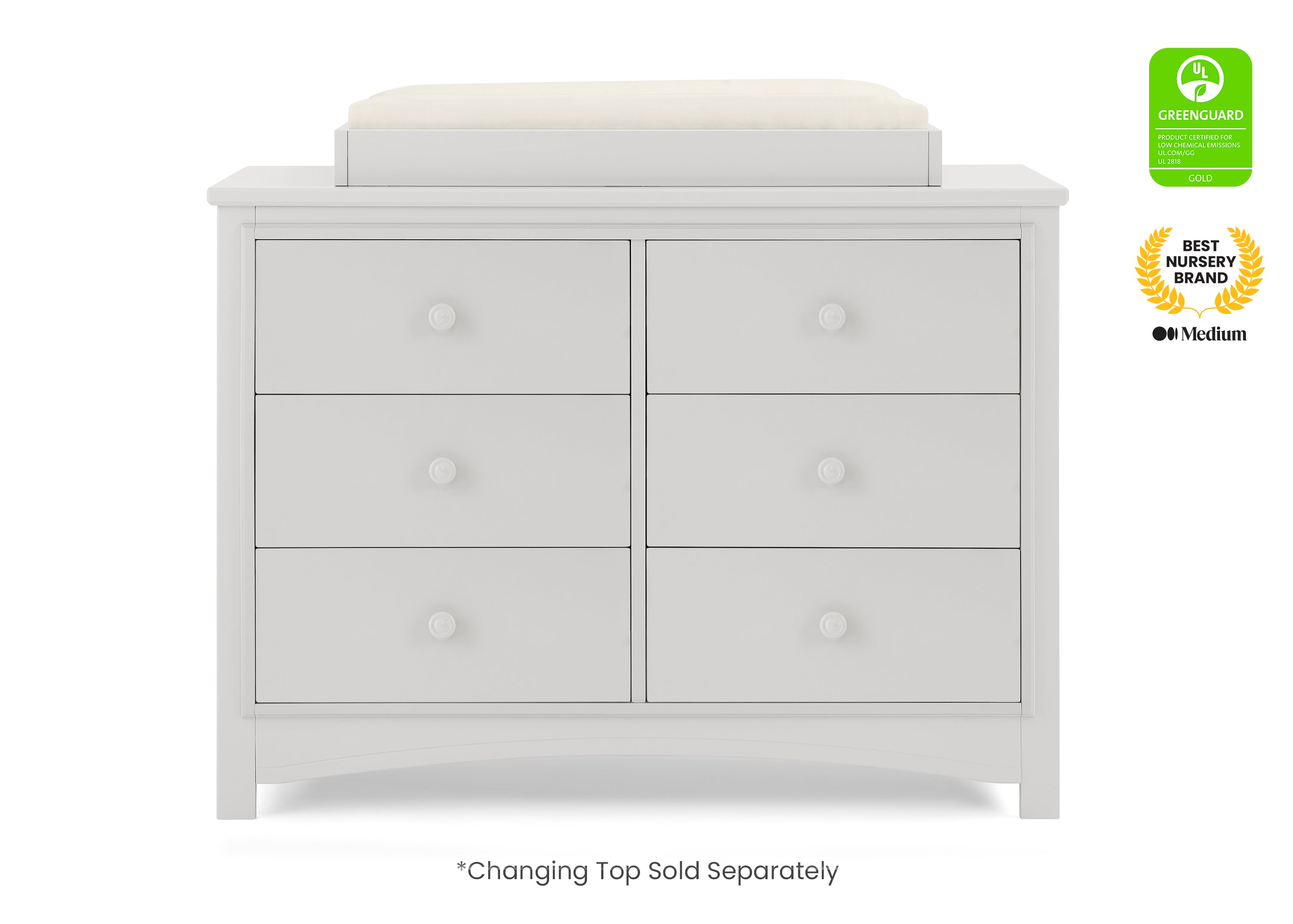Perry 6 Drawer Dresser with Interlocking Drawers - Sturdy Wooden Bedroom Furniture for Closet Organization & Home Storage