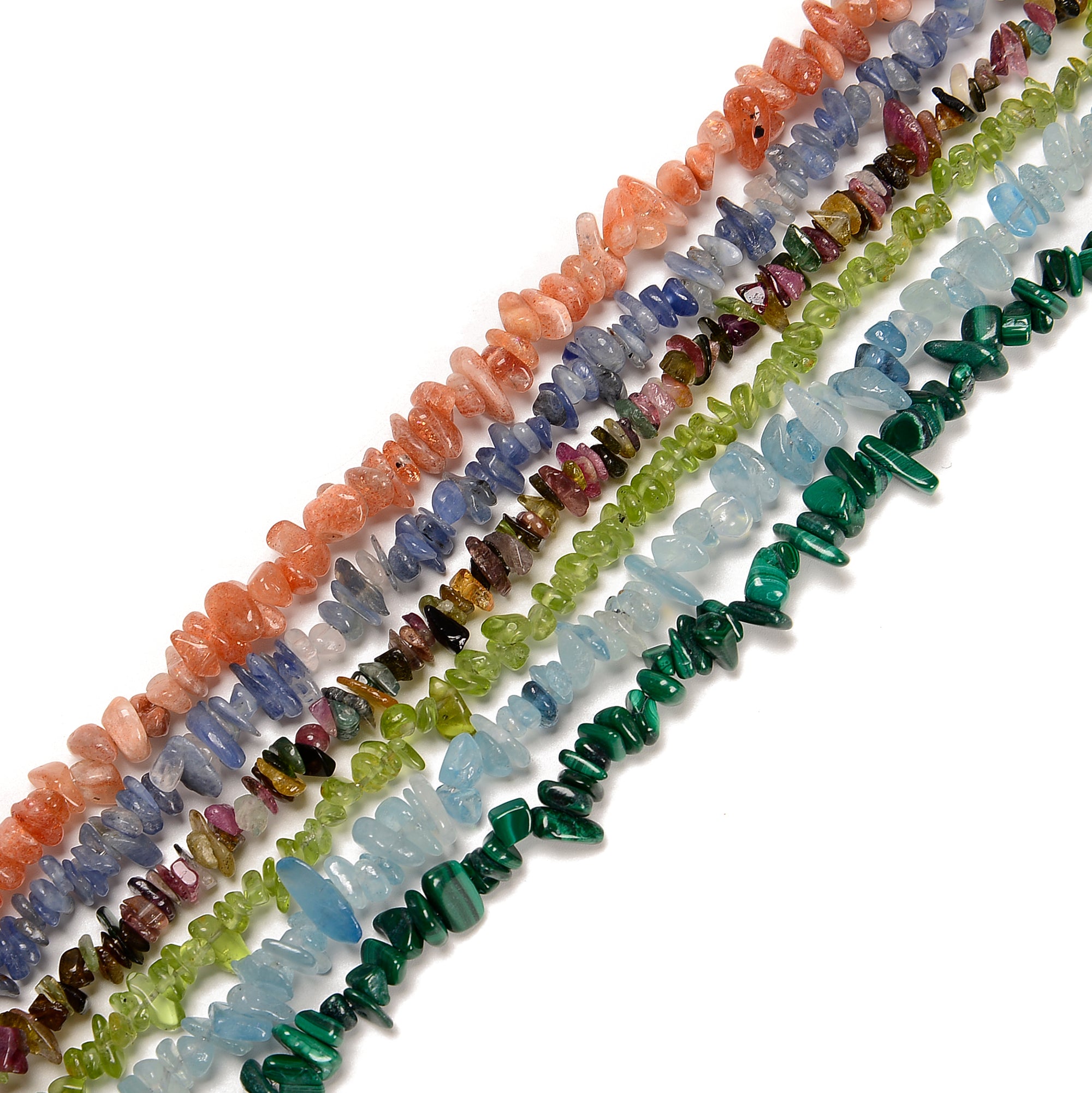 03 Mixed Gemstone Chips 6-8mm Beaded Necklace - 16
