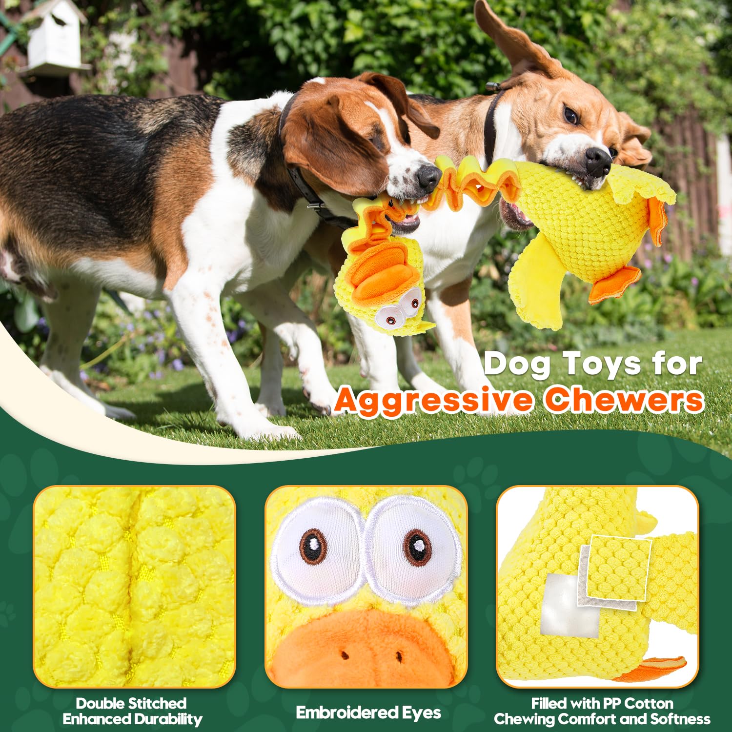 Durable Puppy Chew Toys for Aggressive Chewers - Retractable Tug of War Dog Toys with Squeaker for Small, Medium & Large Dogs (Duck Design) - Perfect for Playtime, Training & Teeth Cleaning