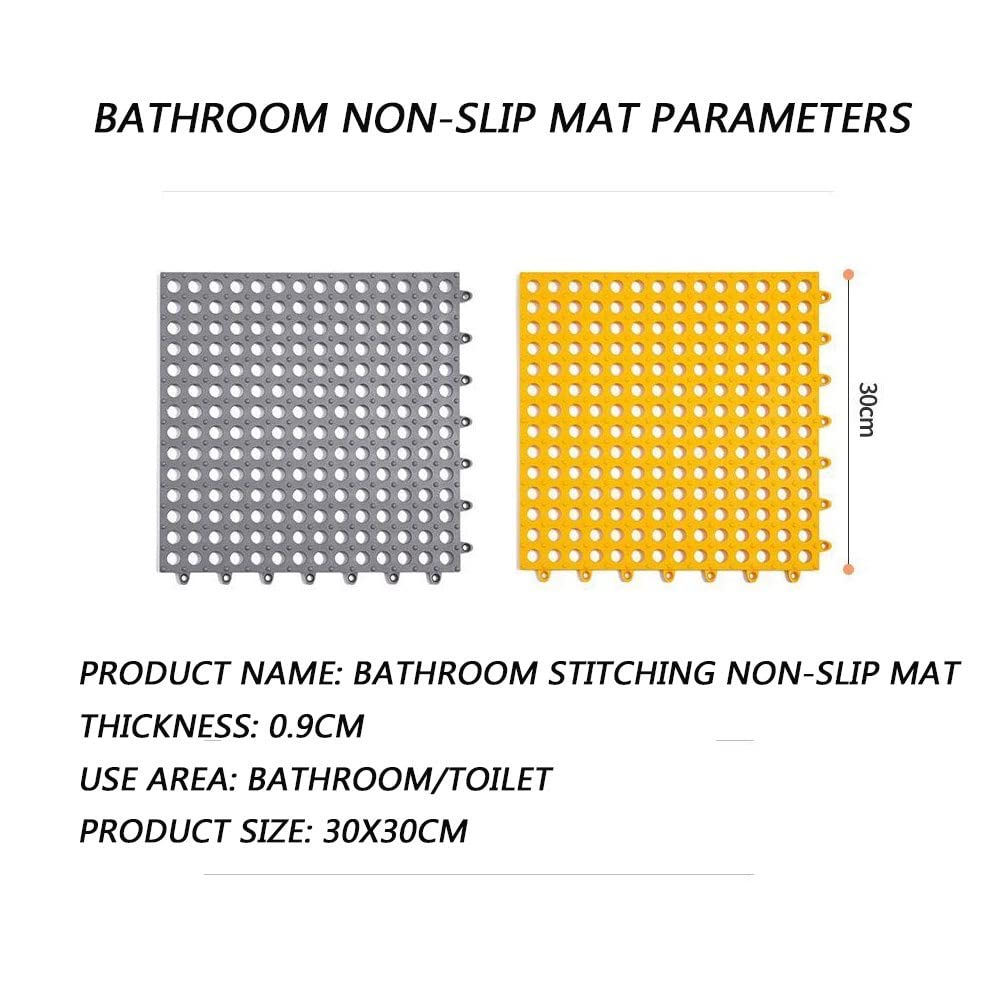 Non-Slip Bathroom Mats Set of 12 - Washable, Foldable & Detachable with Drain Holes - 30x30cm (12