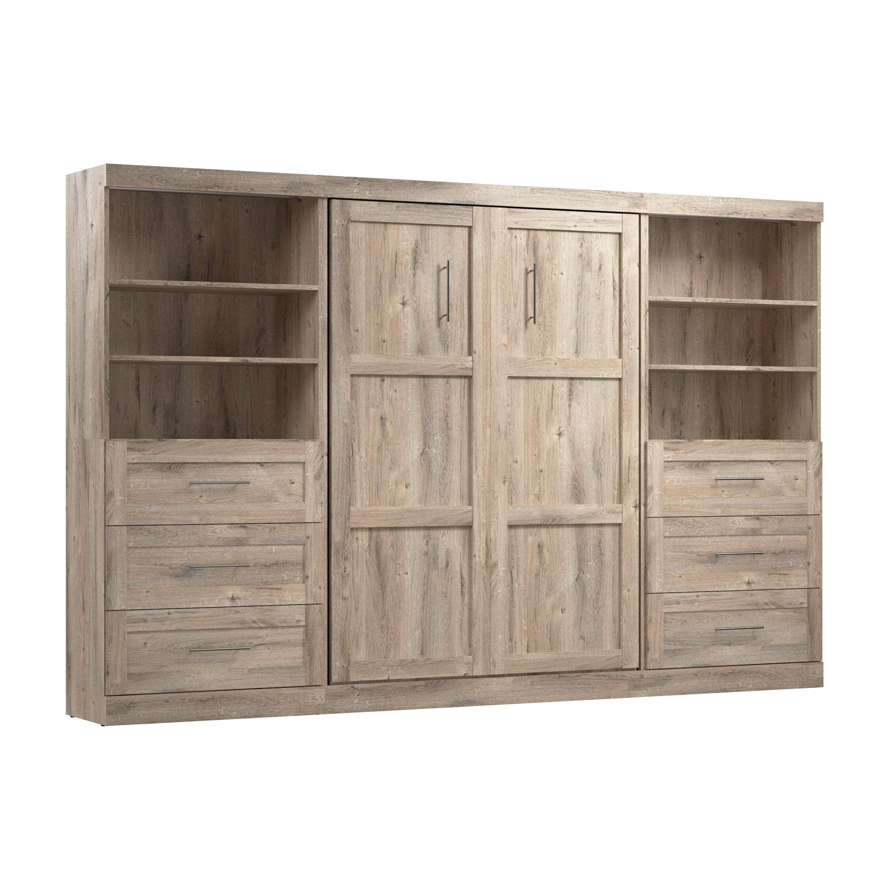 Pur Full Murphy Wall Bed with 2 Storage Units & Drawers (131