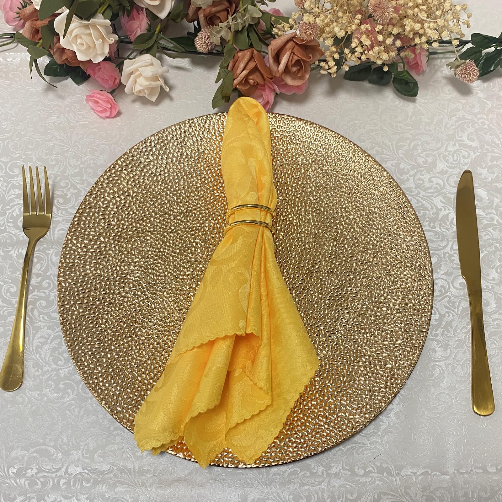 13 Inch Round Plastic Charger Plates Set of 8 - Gold Bubble Design for Wedding, Party, Dinner & Event Decor - Elegant Table Setting for Formal Dining, Buffet & Special Occasions