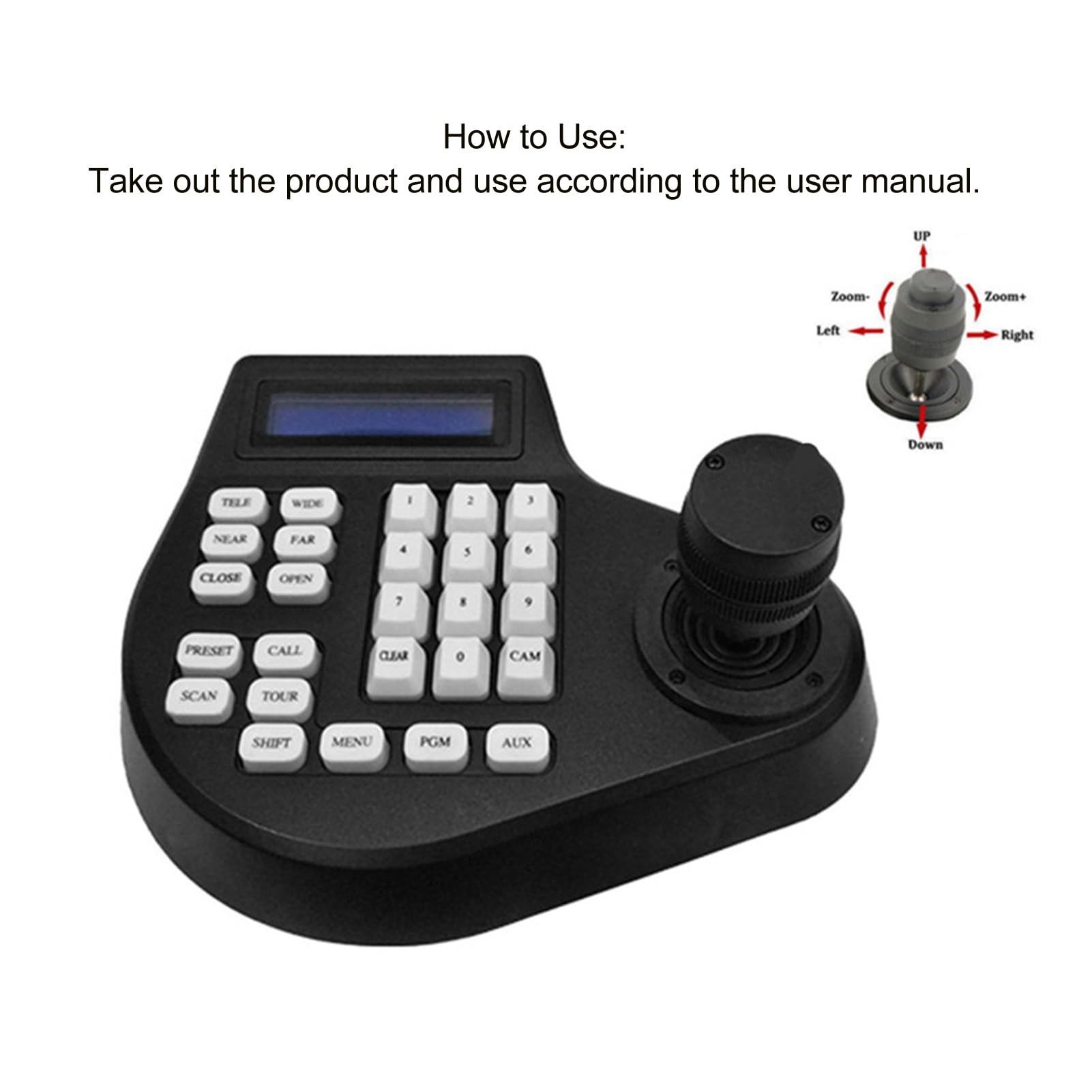 Professional Analog 3D Joystick PTZ Controller for CCTV Dome Cameras - RS485 D/P Compatible with LCD Display - Perfect for Security Surveillance & Remote Monitoring Systems