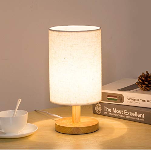 Minimalist Fabric Shade Bedside Table Lamp - Modern Nightstand & Desk Lamp for Bedroom, Living Room, Office | Warm Ambient Lighting for Reading, Working & Relaxing