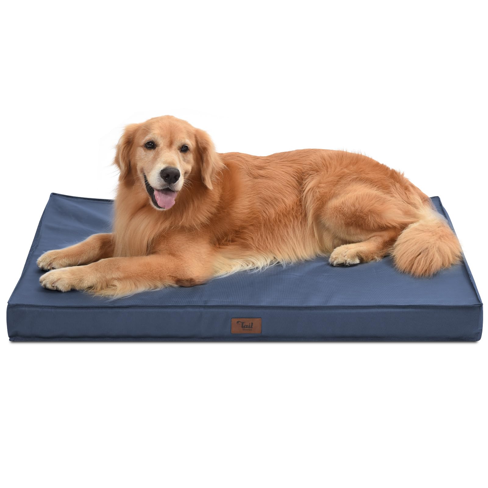 XL Waterproof Orthopedic Dog Bed for Large Dogs - Egg Foam Pet Bed with Removable Washable Oxford Cooling Cover (Navy Blue) - Perfect for Outdoor, Kennel & Indoor Use