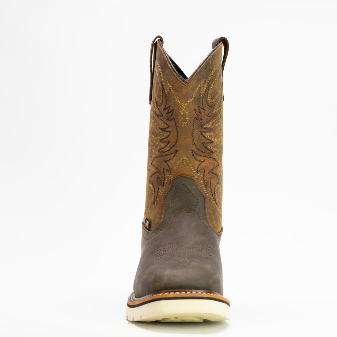 Square Toe Western Boots for Men - Crazy Horse Leather with Pebble Bottom - Comfortable Cowboy Boots for Riding, Work & Casual Wear (Size 11)