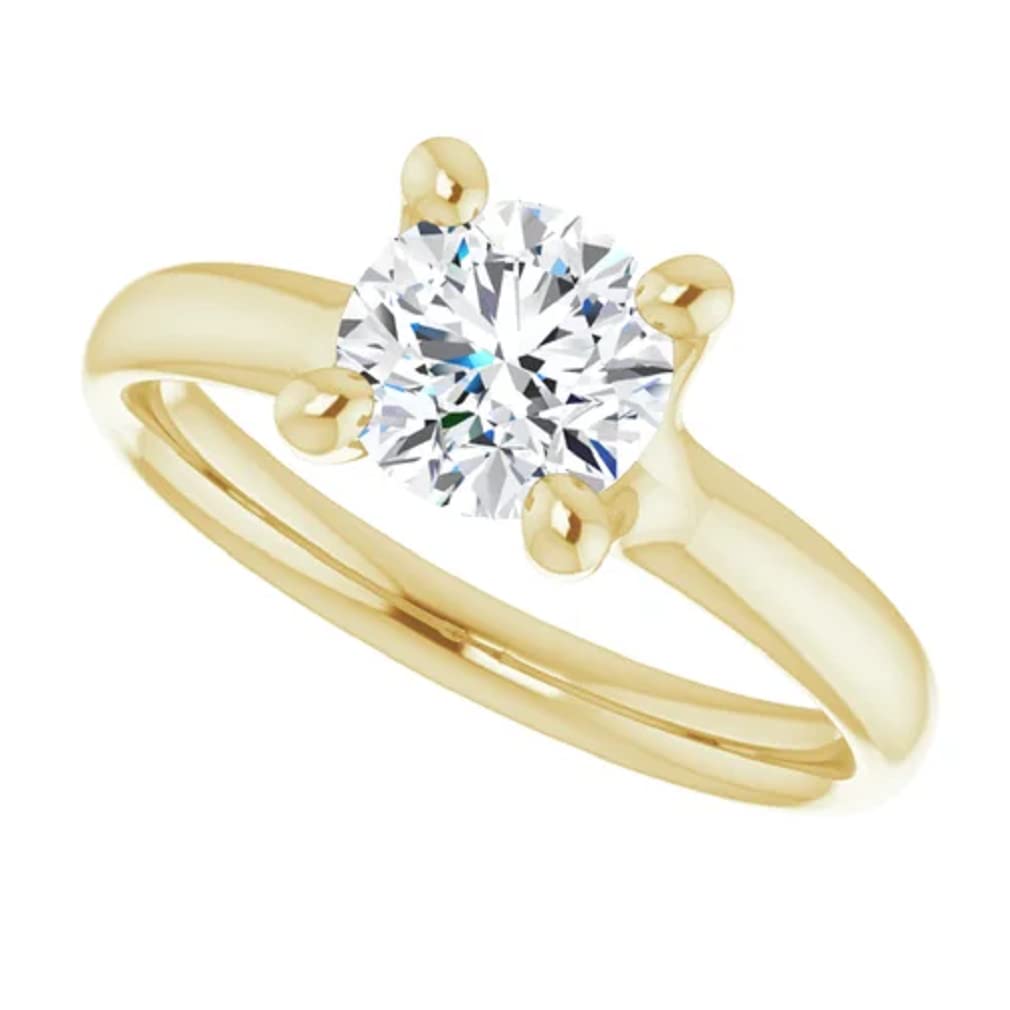 10K Solid Yellow Gold Handmade Moissanite Engagement Ring - 1.0 CT Round Cut Solitaire Wedding Band for Women, Bridal Proposal Ring (Perfect for Anniversaries, Valentine's Day & Special Occasions)