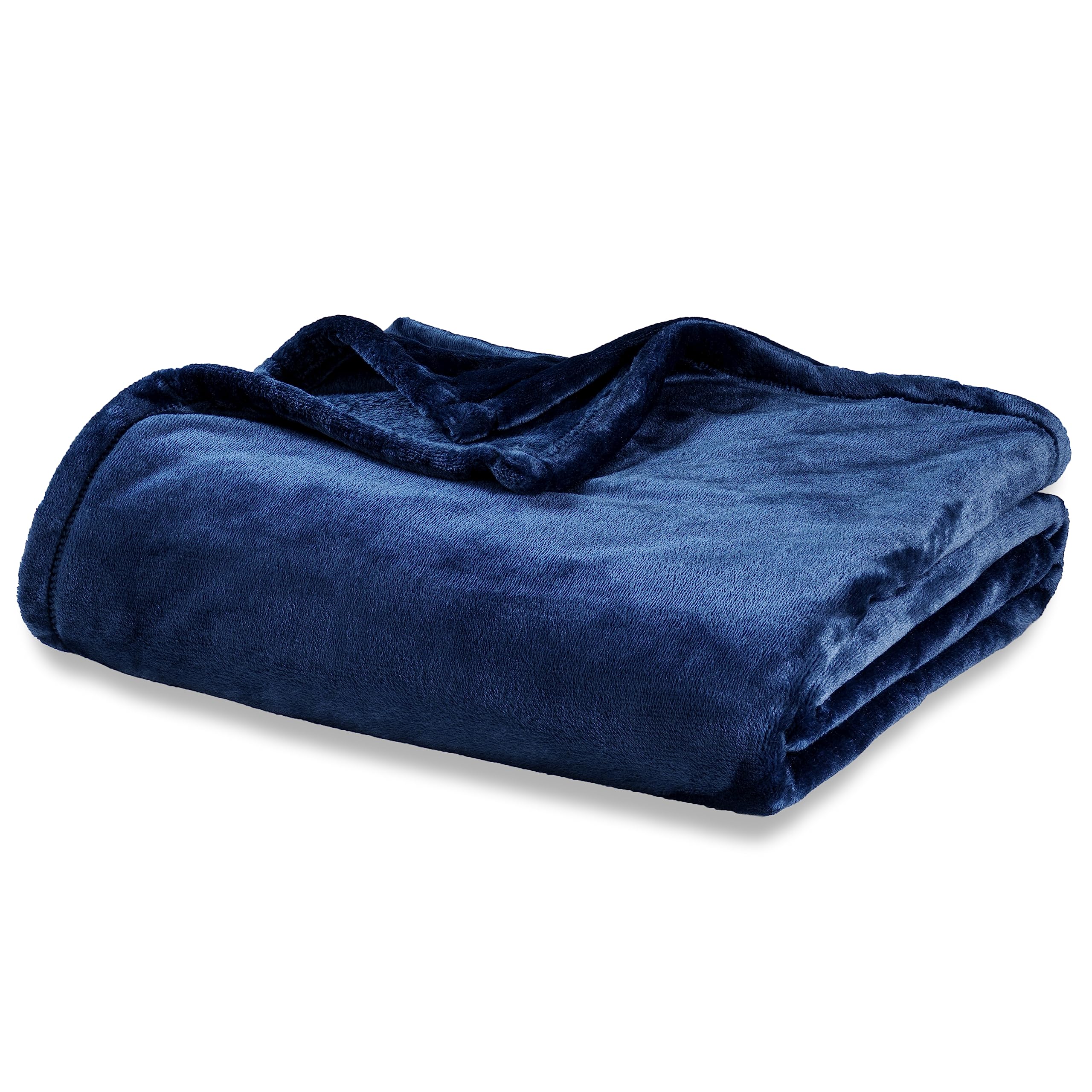 Berkshire Blanket Classic VelvetLoft Solid Queen Size Bed Blanket - Ultra Soft Lightweight Flannel Plush Throw for Bed, Couch & Sofa - Dress Blues 90x90 Inches - Perfect for Winter Nights, Movie Time & Cozy Home Decor E0555-FQ-13E