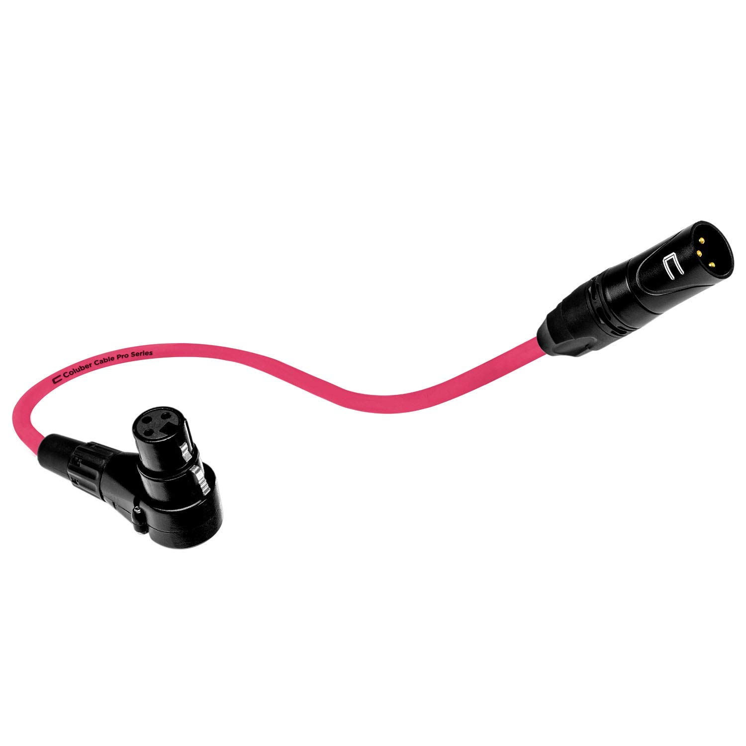 Professional 35ft Pink Balanced XLR Cable Male to Right Angle Female - 3-Pin Microphone Connector for Powered Speakers, Audio Interfaces & Mixers - Perfect for Live Performances, Studio Recording & DJ Setups