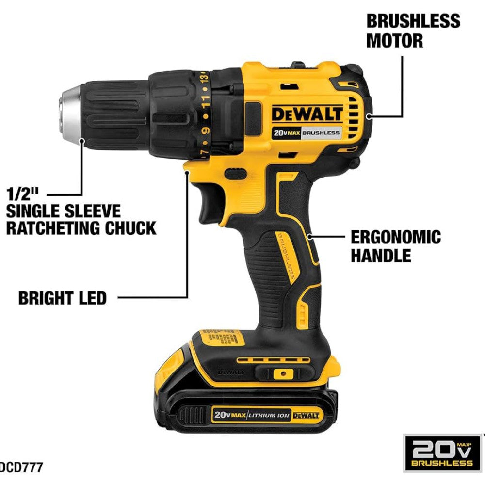 DEWALT 20V MAX* Cordless Drill and Impact Driver Combo Kit (DCK277C2) - Refurbished with Warranty - Power Tools for DIY Projects, Home Improvement & Professional Construction Work