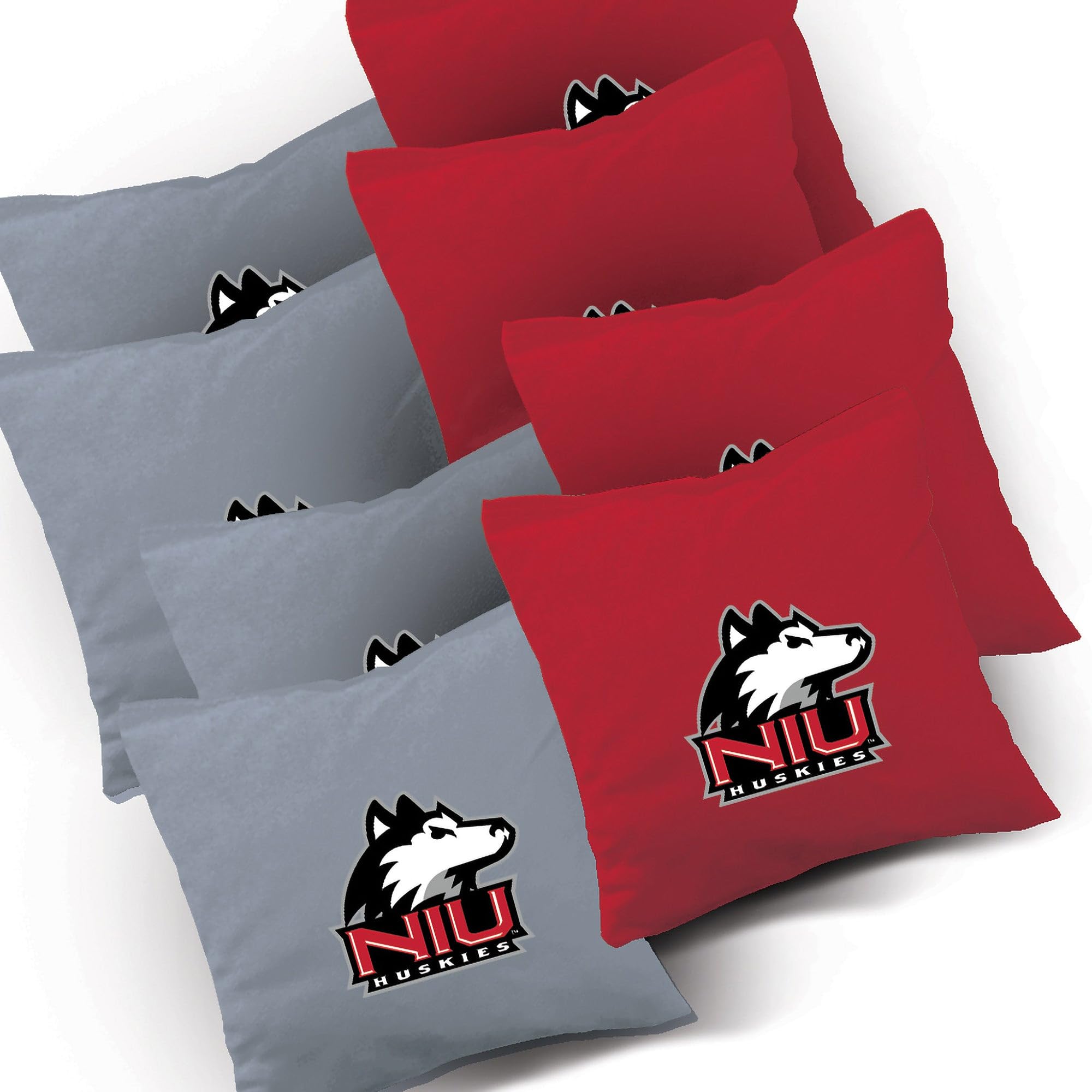 Premium Northern Illinois Striped Cornhole Boards Set - 2 Regulation-Sized Boards & 8 Custom Team Logo Bags - Perfect for Tailgating, Backyard BBQs, and Outdoor Parties
