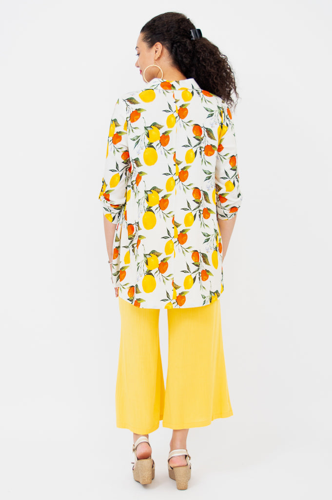 Celine Blouse - Lemonade Color Linen Bamboo Blend Women's Top | Perfect for Summer Outfits & Casual Office Wear