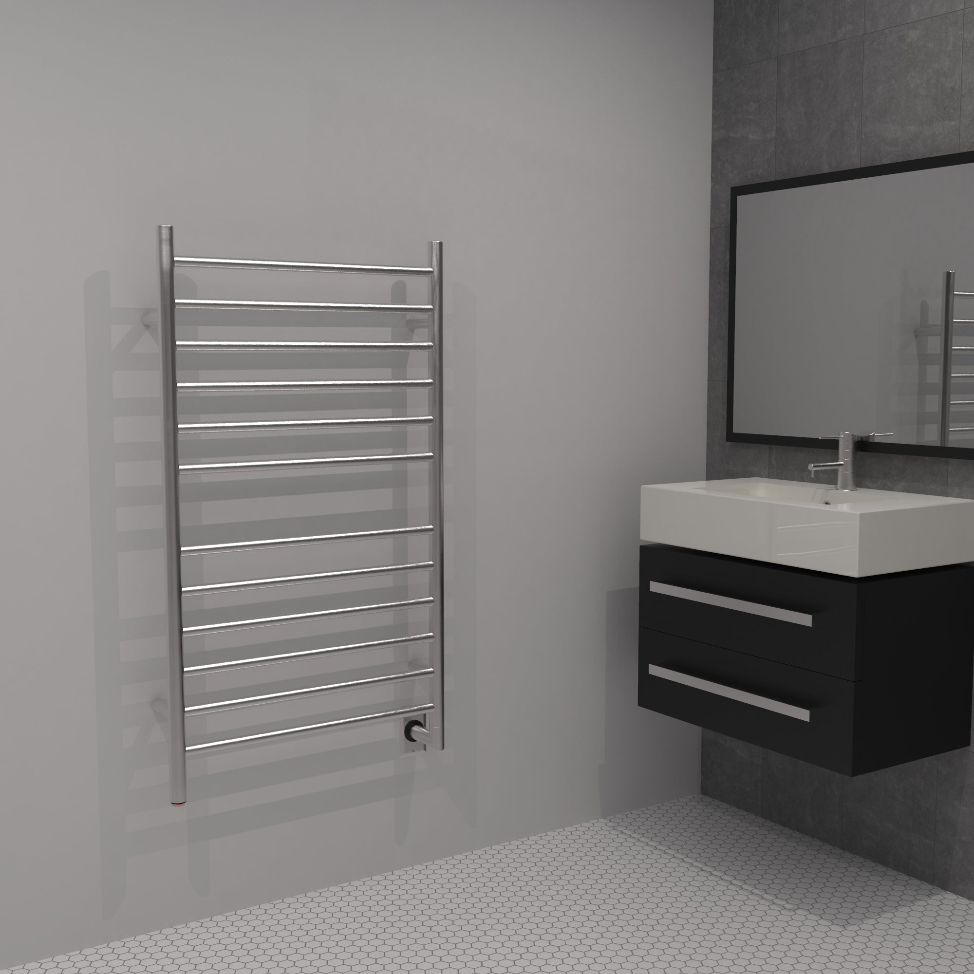 Amba RWHL S Radiant Large Hardwired Straight Towel Warmer - Premium Bathroom Heated Towel Rack for Spa, Luxury Home & Hotel Use
