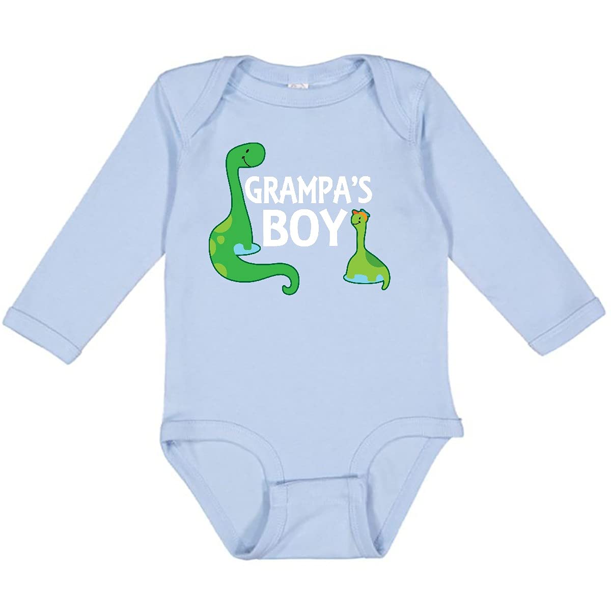 Grampa's Boy Dinosaur Long Sleeve Baby Bodysuit - Cute Grandson Outfit for Holidays & Family Photos | Soft Cotton Infant Romper for Boys