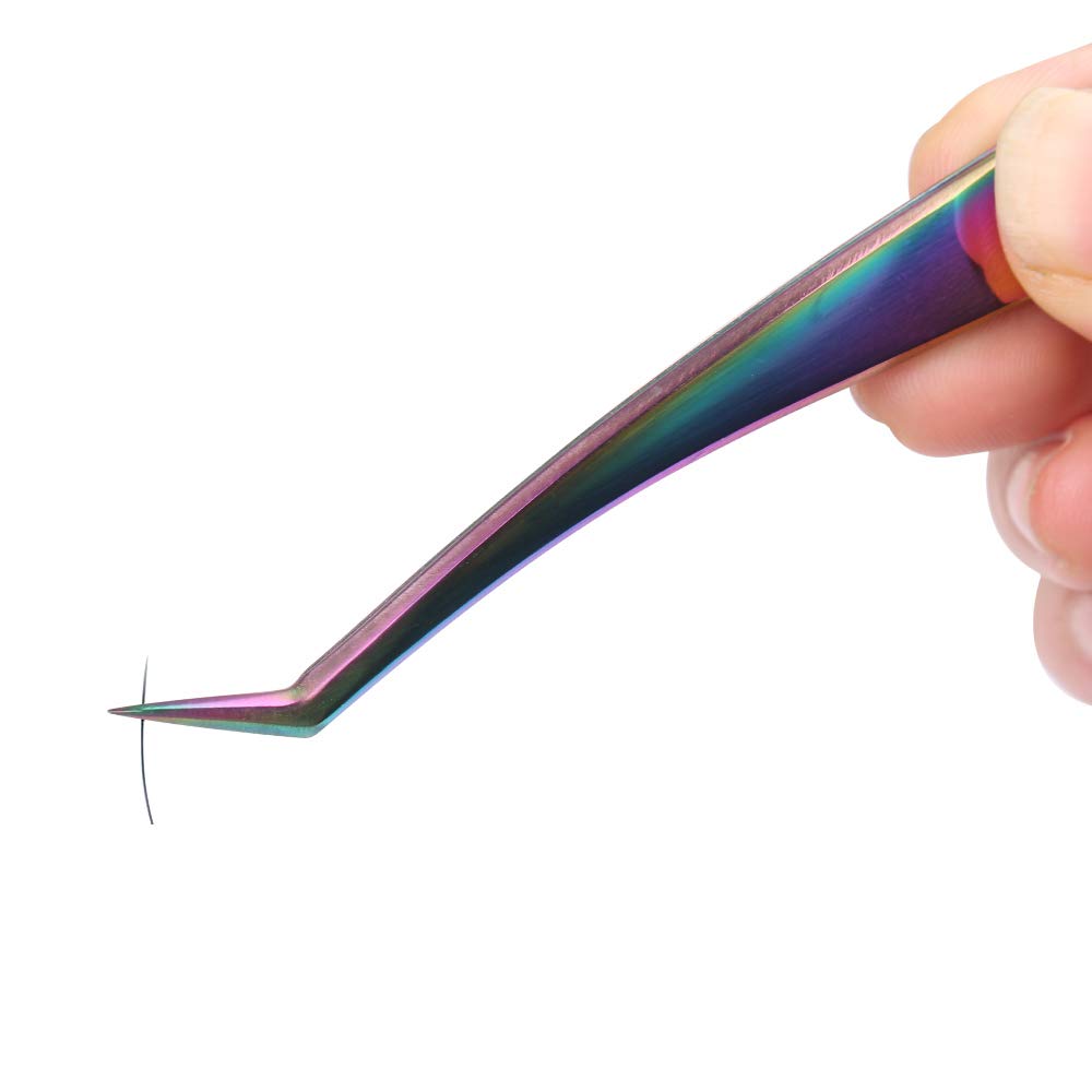 **Professional Eyelash Extension Tweezers Set - 2 Pcs (14mm & 17mm) for 1D-6D Volume Lashes, False Eyelash Application Tools - Colorful - Perfect for Salon, Home Use & DIY Lash Extensions**