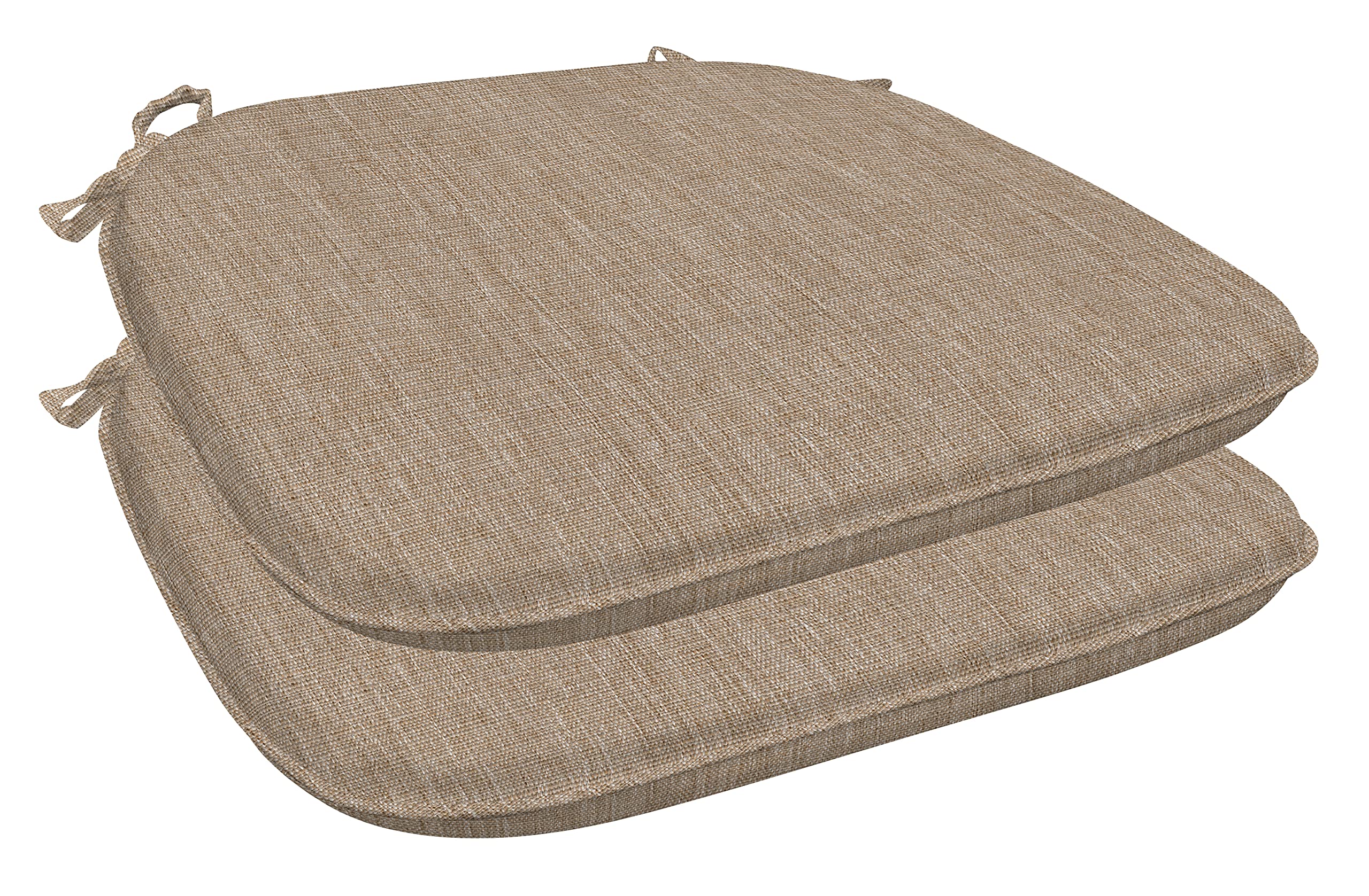 Premium 2-Pack Honeycomb Textured Solid Birch Tan Dining Seat Cushions - Indoor/Outdoor Weather Resistant Fabric with Durable Foam Filling - 17