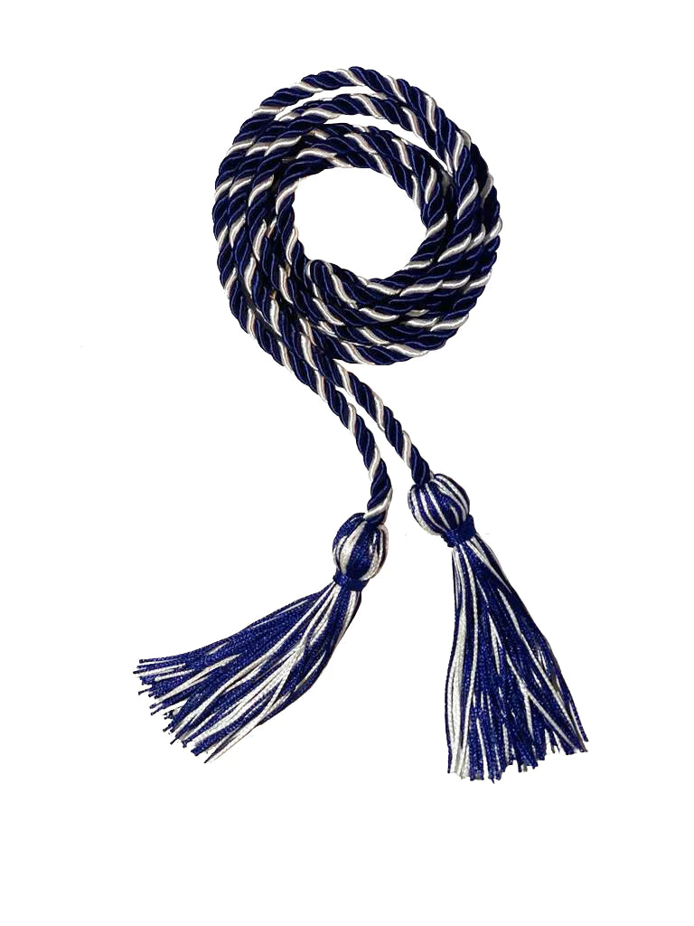 Navy Blue and White Graduation Honor Cord - Academic Achievement Award for High School & College Ceremonies - Perfect for Graduation, Commencement & Honor Society Events