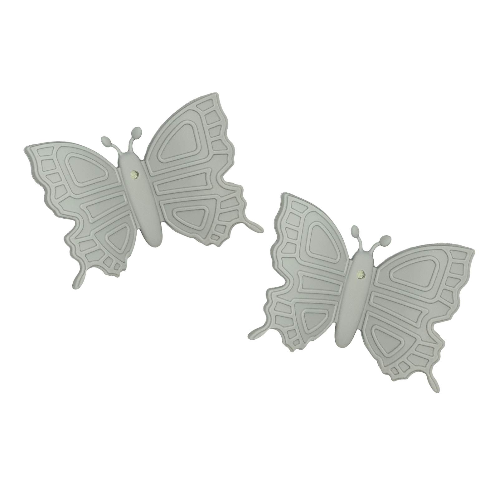 Butterfly Design Silicone Pot Holder Set of 2 - Heat Resistant, Magnetic Lid Lifter, Oven Mitts for Kitchen - Gray (Perfect for Cooking, Baking & Grilling)