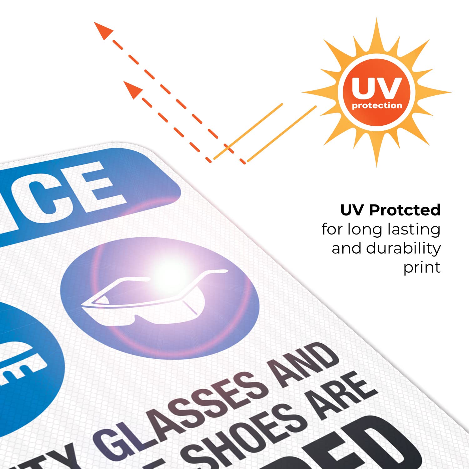 OSHA Safety Sign - 18x24 Inches, 'Safety Glasses & Steel Toe Shoes Required Beyond This Point', 3M EGP Reflective .080 Aluminum, Fade Resistant for Indoor/Outdoor Use - Made in USA | Perfect for Construction Sites, Warehouses & Industrial Facilities