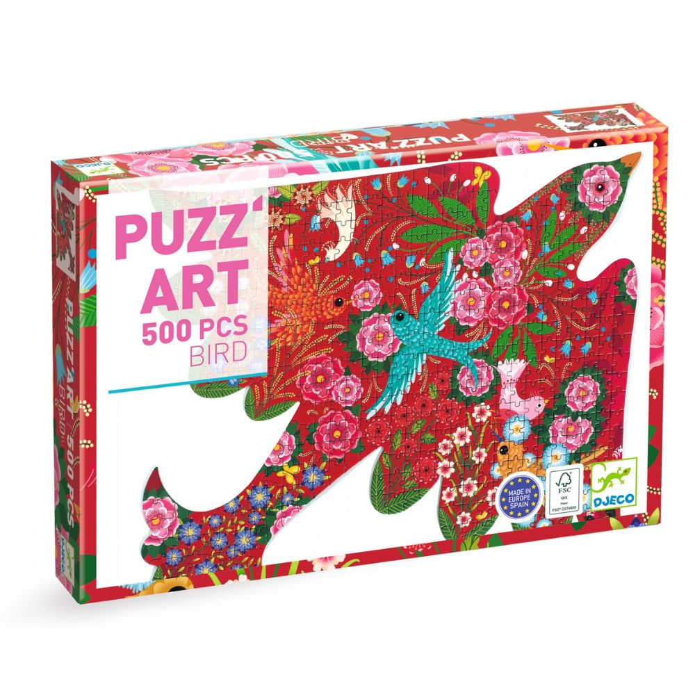 Djeco Puzz'Art Bird Puzzle - 500 Piece Wooden Jigsaw Puzzle for Adults & Teens - Beautiful Avian Artwork - Perfect for Home Decor, Gift Giving & Relaxation