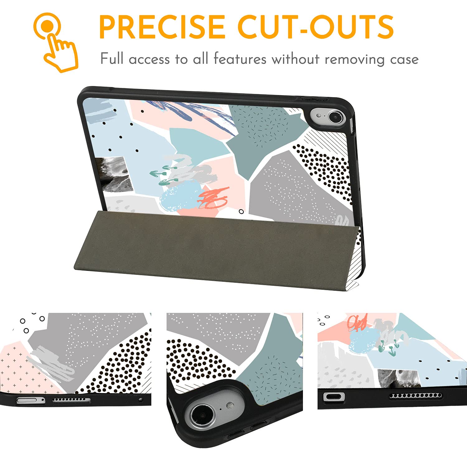 Hepix iPad Air 11 Inch Case - Slim Protective Cover for iPad Air 6th/5th/4th Gen (2024/2022/2020, 10.9 Inch) with Pencil Holder | Graffiti Color Block Doodle Design | Auto Sleep/Wake | Perfect for Work, School & Travel