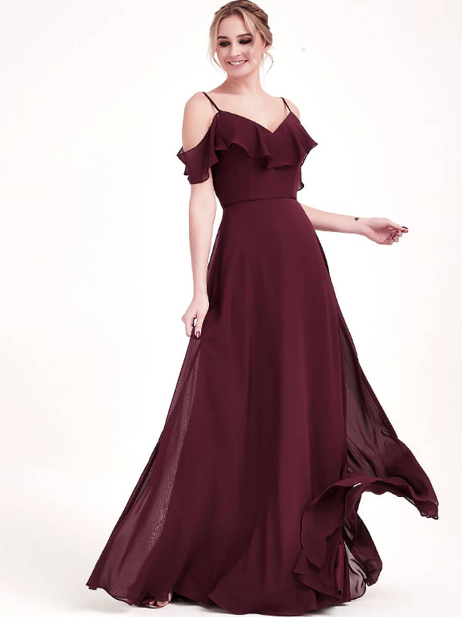 Burgundy Chiffon Convertible Bridesmaid Dress - 3-Way Adjustable A-Line Gown for Weddings, Parties & Formal Events