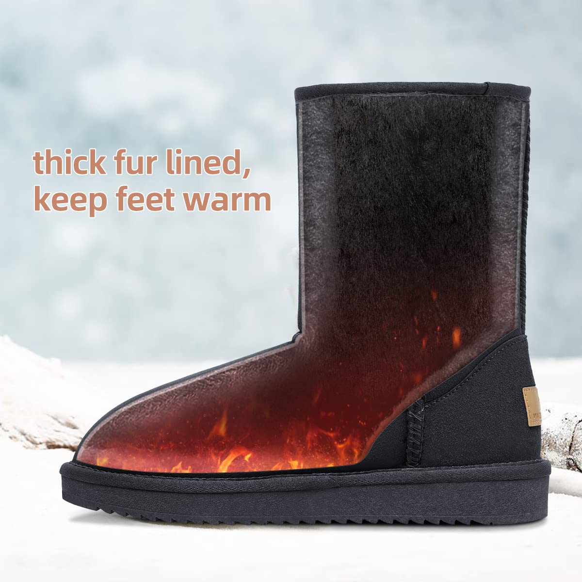 CAMEL CROWN Women's Winter Snow Boots - Waterproof Foldable Mid-Calf Boots with Warm Fur Lining & Side Zipper - Non-Slip Outdoor Boots for Snowy Weather, Hiking & Casual Wear