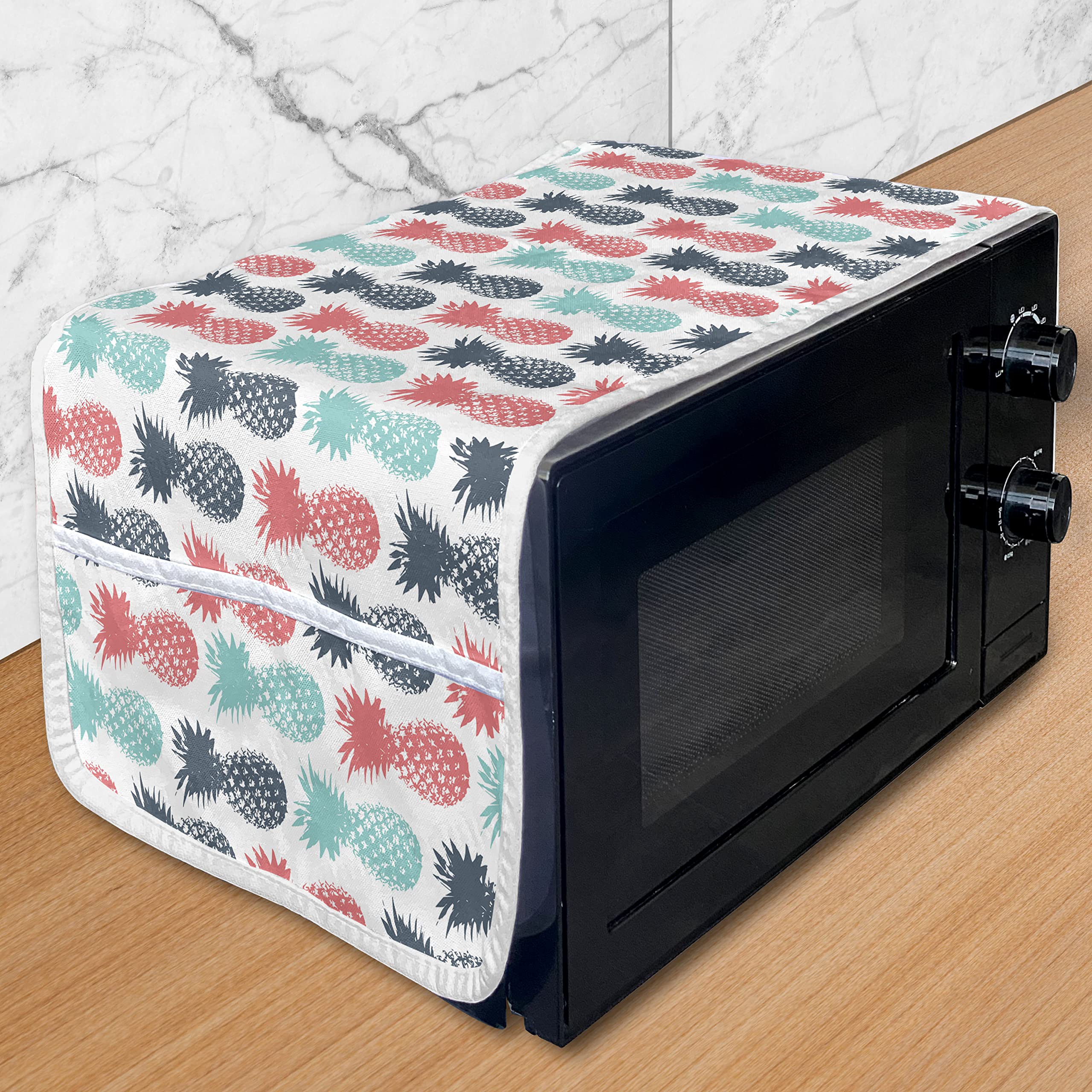 Ambesonne Pineapple Microwave Cover - Waterproof Kitchen Organizer with Pockets, Tropical Fruit Design Pop Art (36