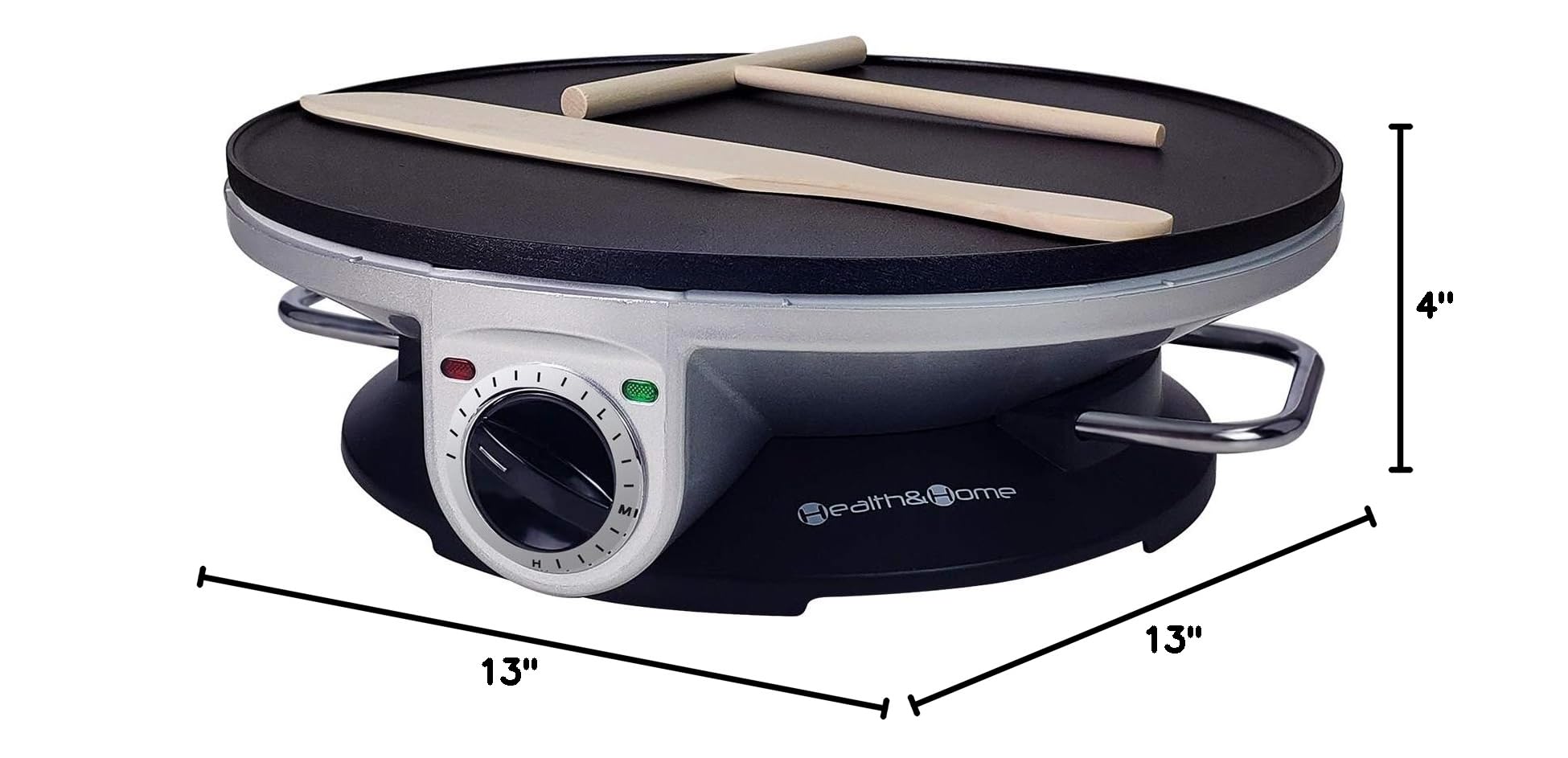 13 Inch Non-Stick Electric Crepe Maker & Pancake Griddle - Silver | Perfect for Breakfast, Brunch & Dessert Crepes at Home or Cafe