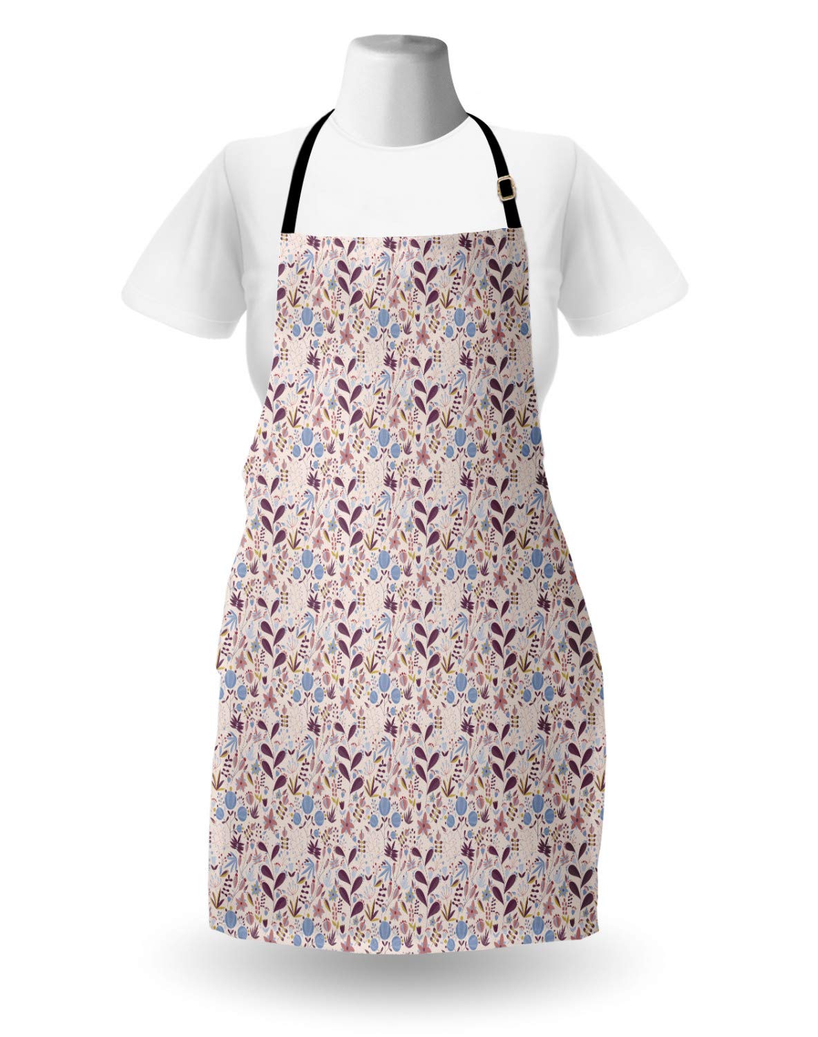 Ambesonne Floral Apron - Pastel Colors, Adjustable Neck for Cooking & Gardening